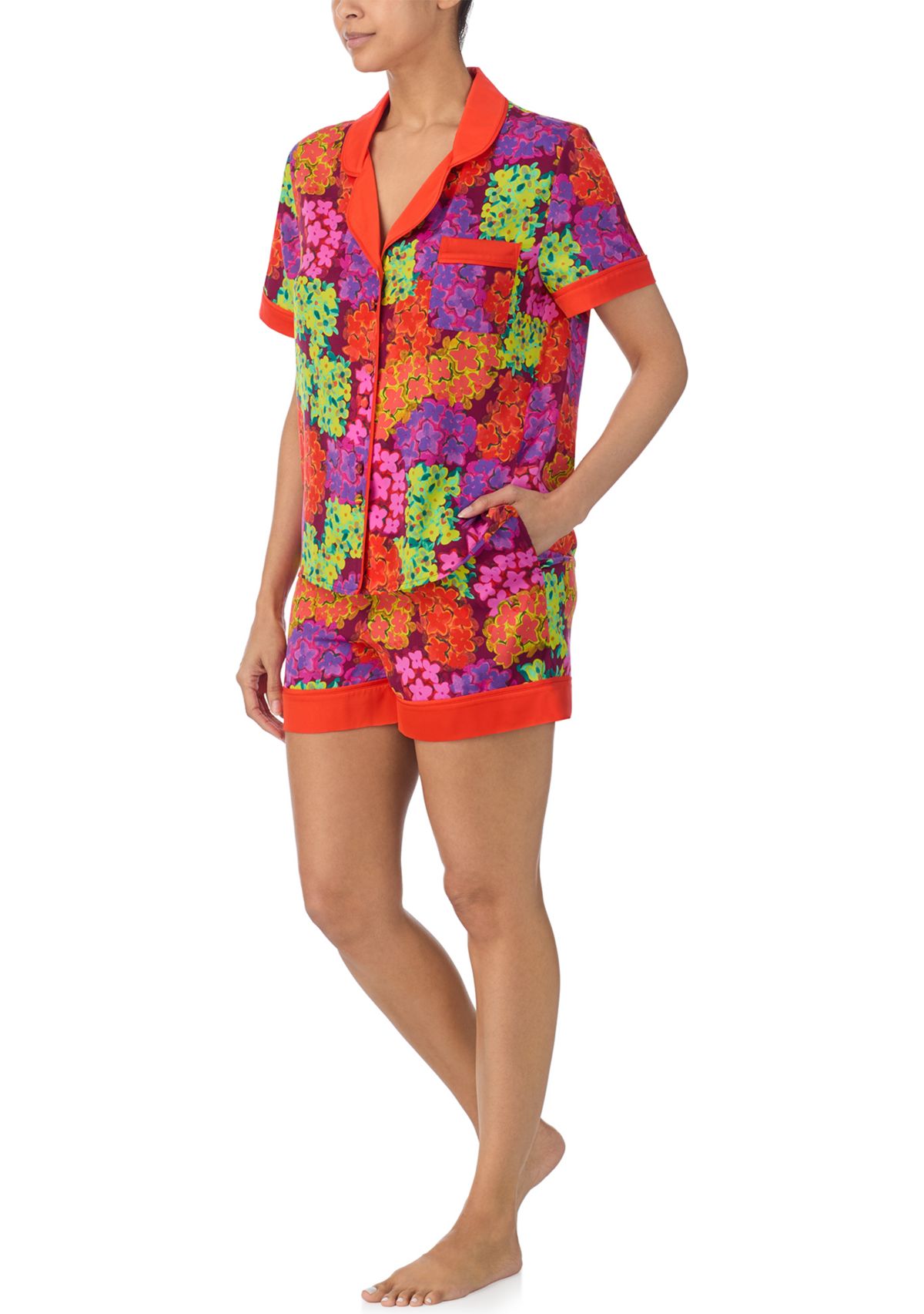 Printed Two Piece Satin Pajama Set