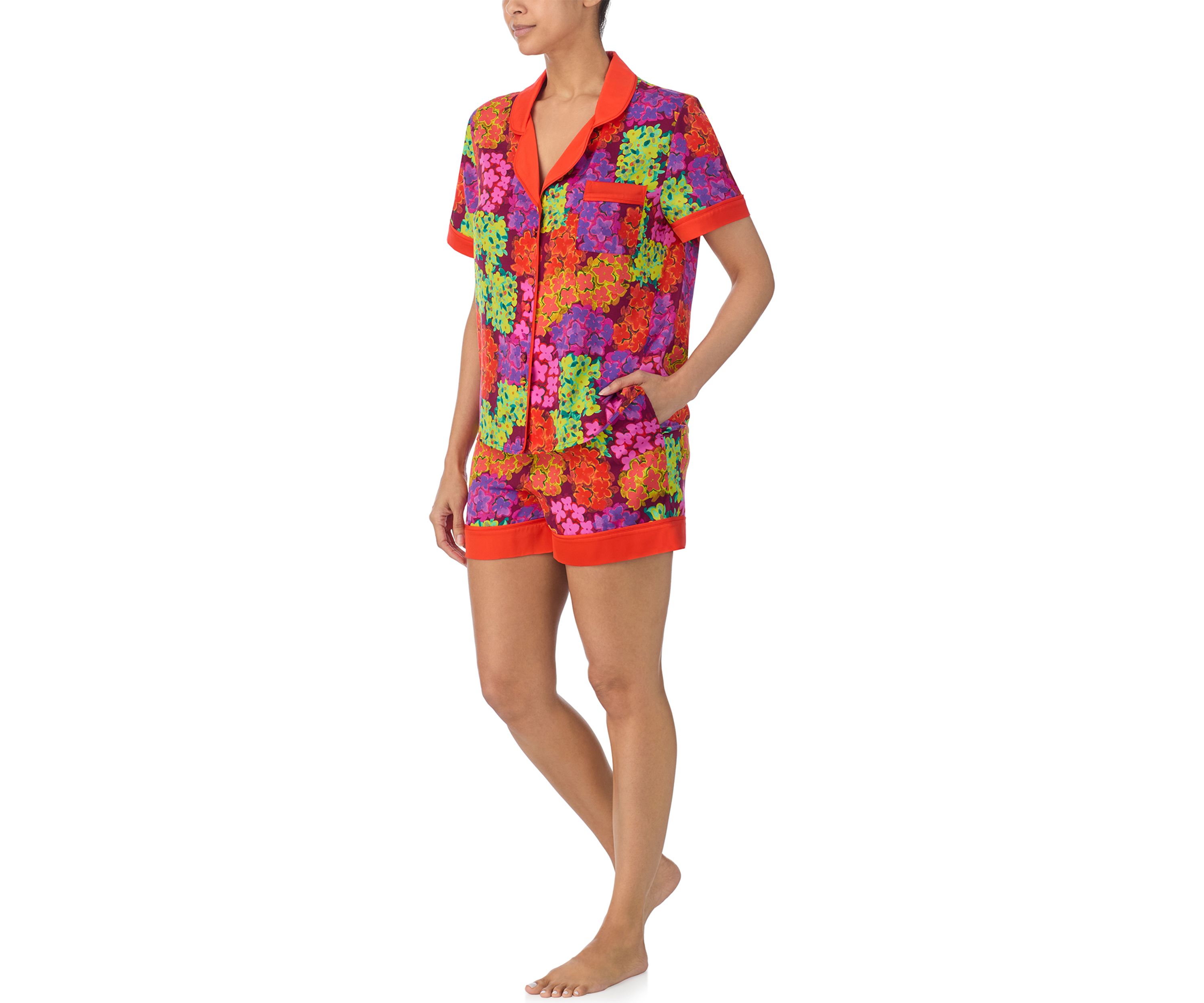 Printed Two Piece Satin Pajama Set
