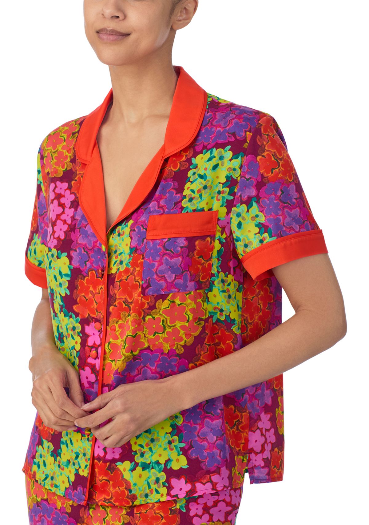 Printed Two Piece Satin Pajama Set