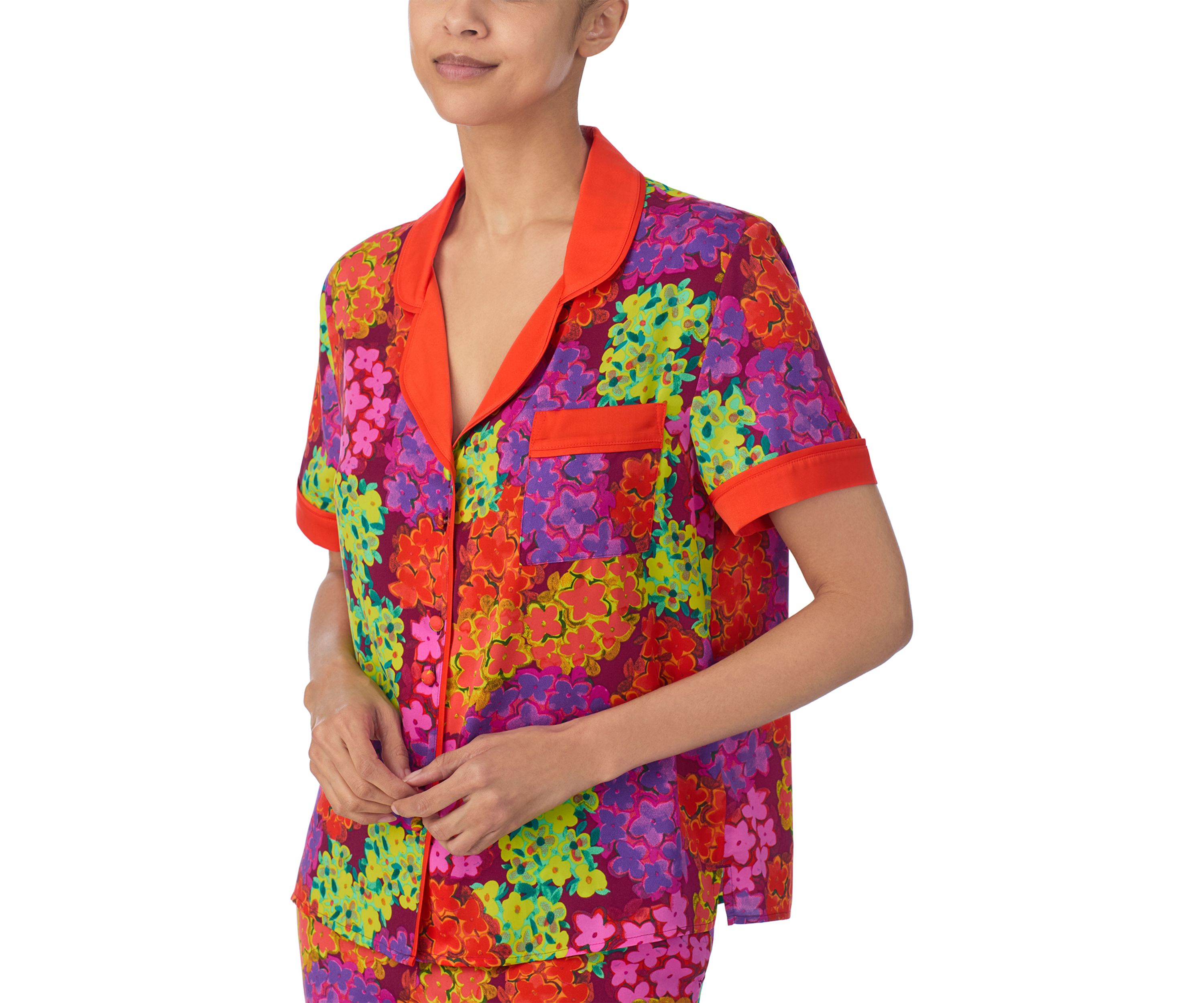 Printed Two Piece Satin Pajama Set
