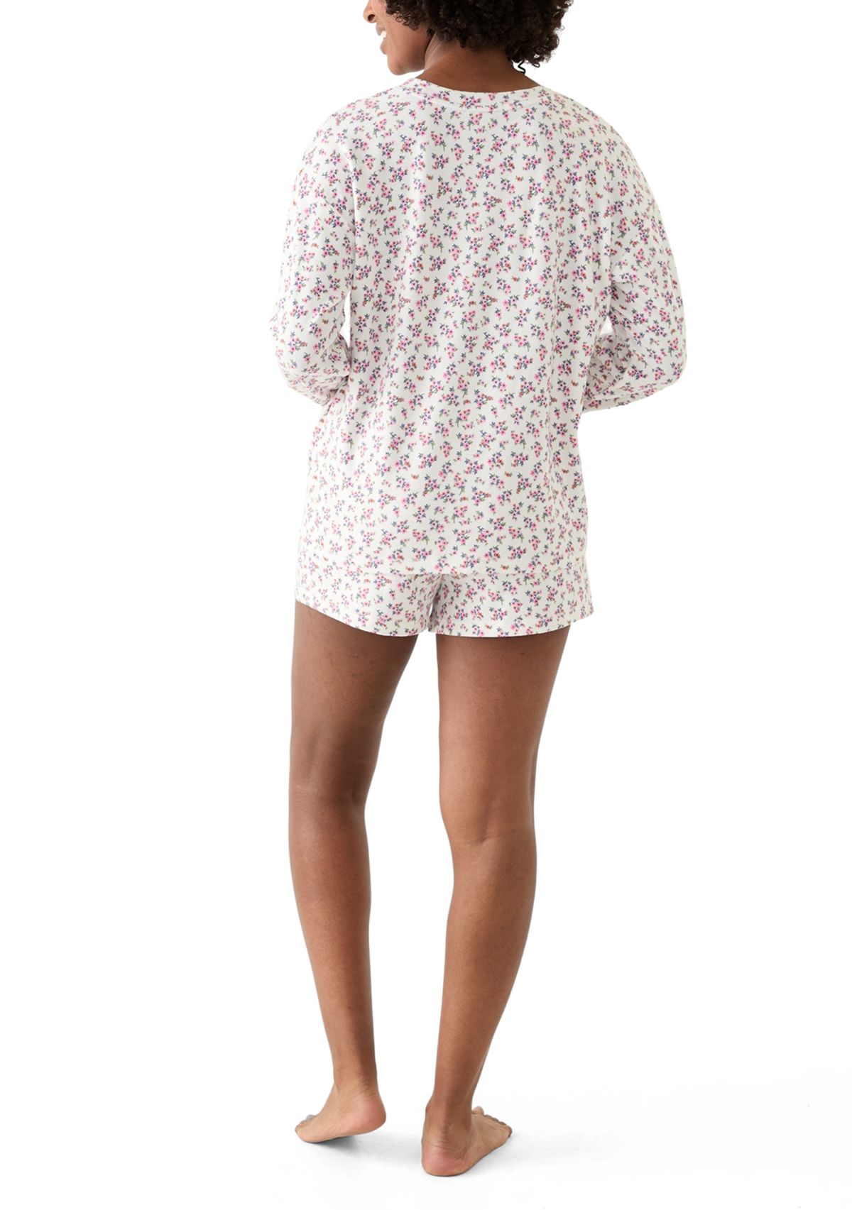 Womens Long Sleeve Peachy Short Pajama Set