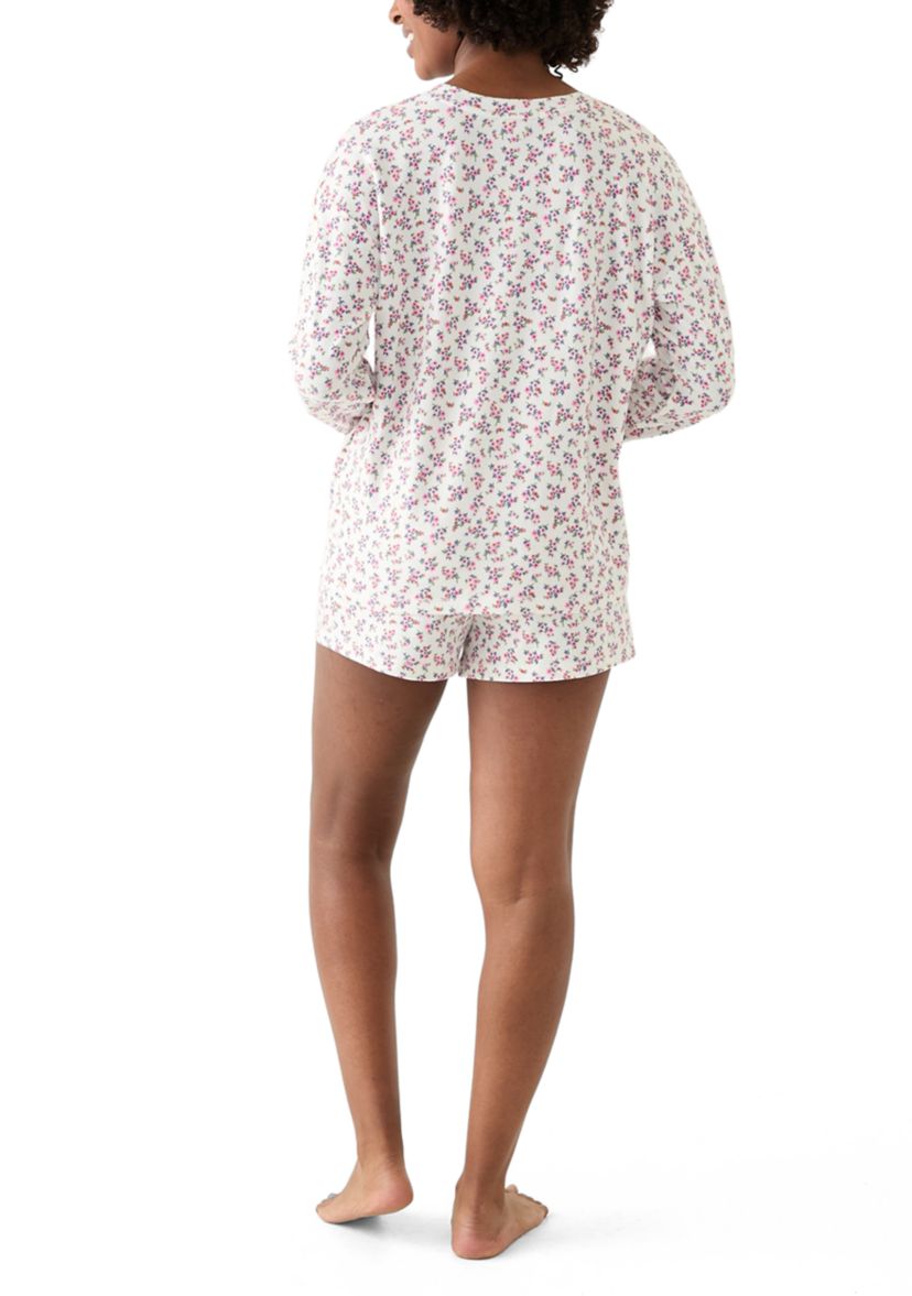 Womens Long Sleeve Peachy Short Pajama Set
