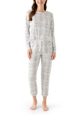 STAR + SKYE by P.J. Salvage Women's Printed Peachy Jogger Pajama Set, Grey, XL
