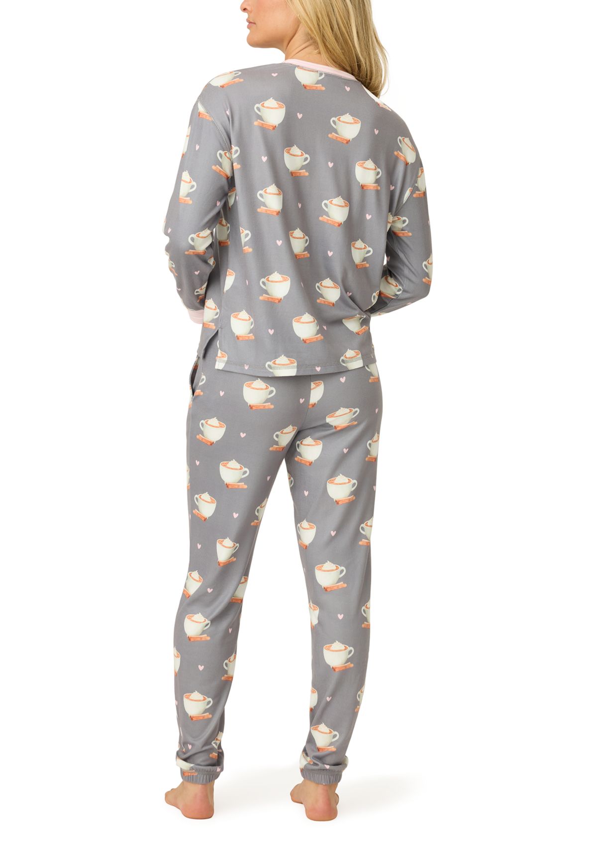  Womens Long Sleeve Henley Pajama Set 