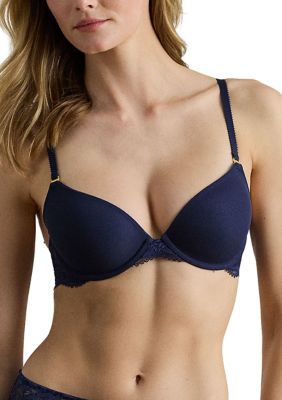 Lauren Ralph Lauren Women's Lace T-Shirt Bra, Navy Blue, 38