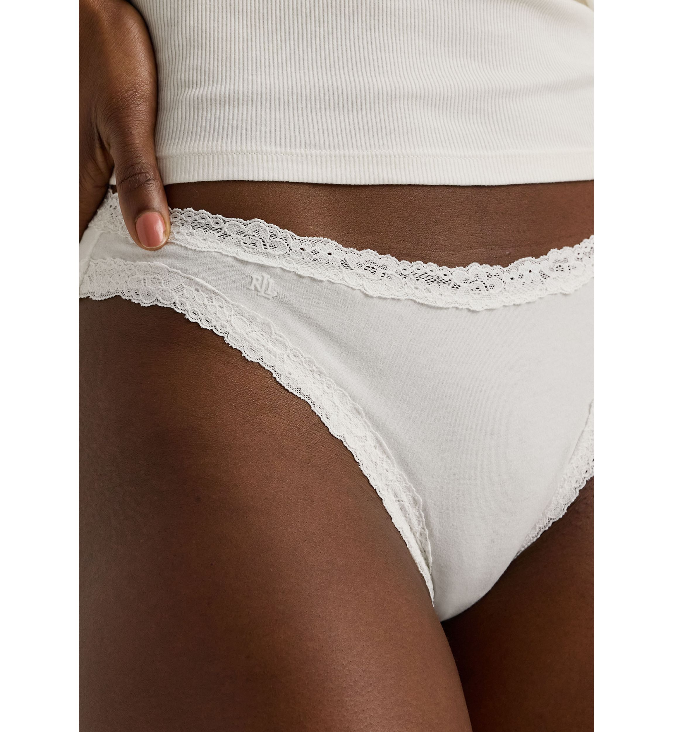 Cotton & Lace Jersey Bikini Brief