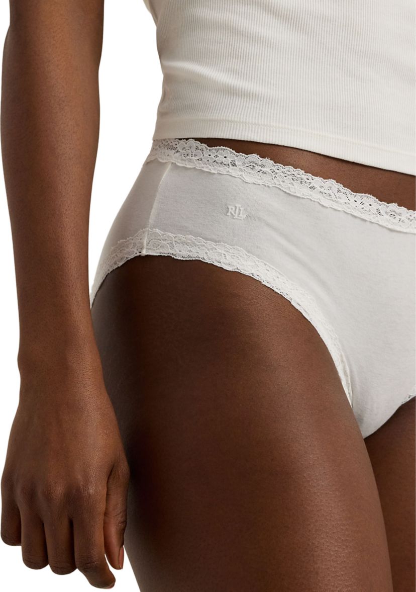 Cotton & Lace Jersey Hipster Brief