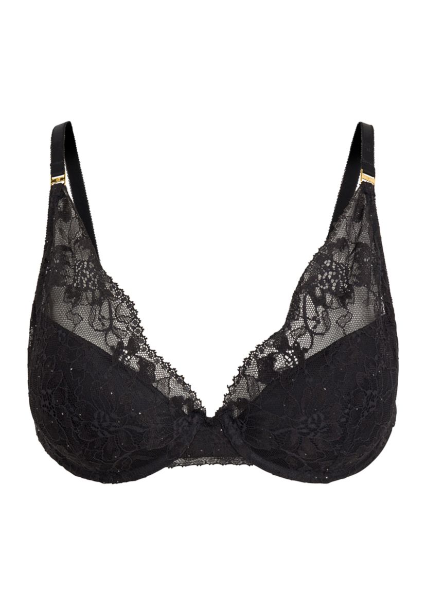 Lace Sequin Plunge Bra