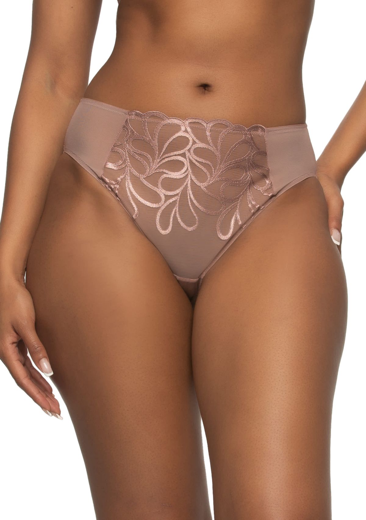 Lotus Hi Cut Embroidered Mesh Brief