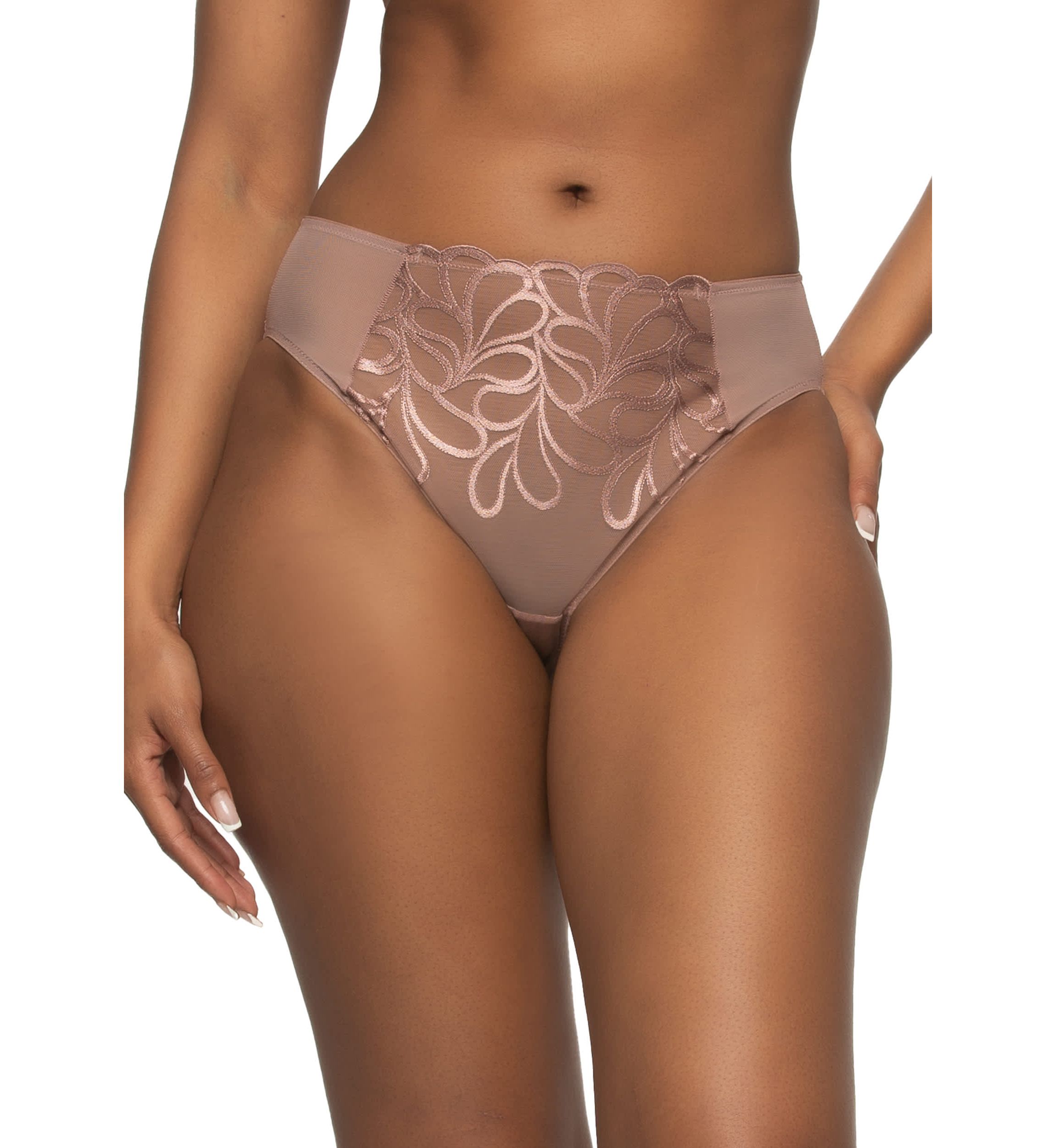Lotus Hi Cut Embroidered Mesh Brief