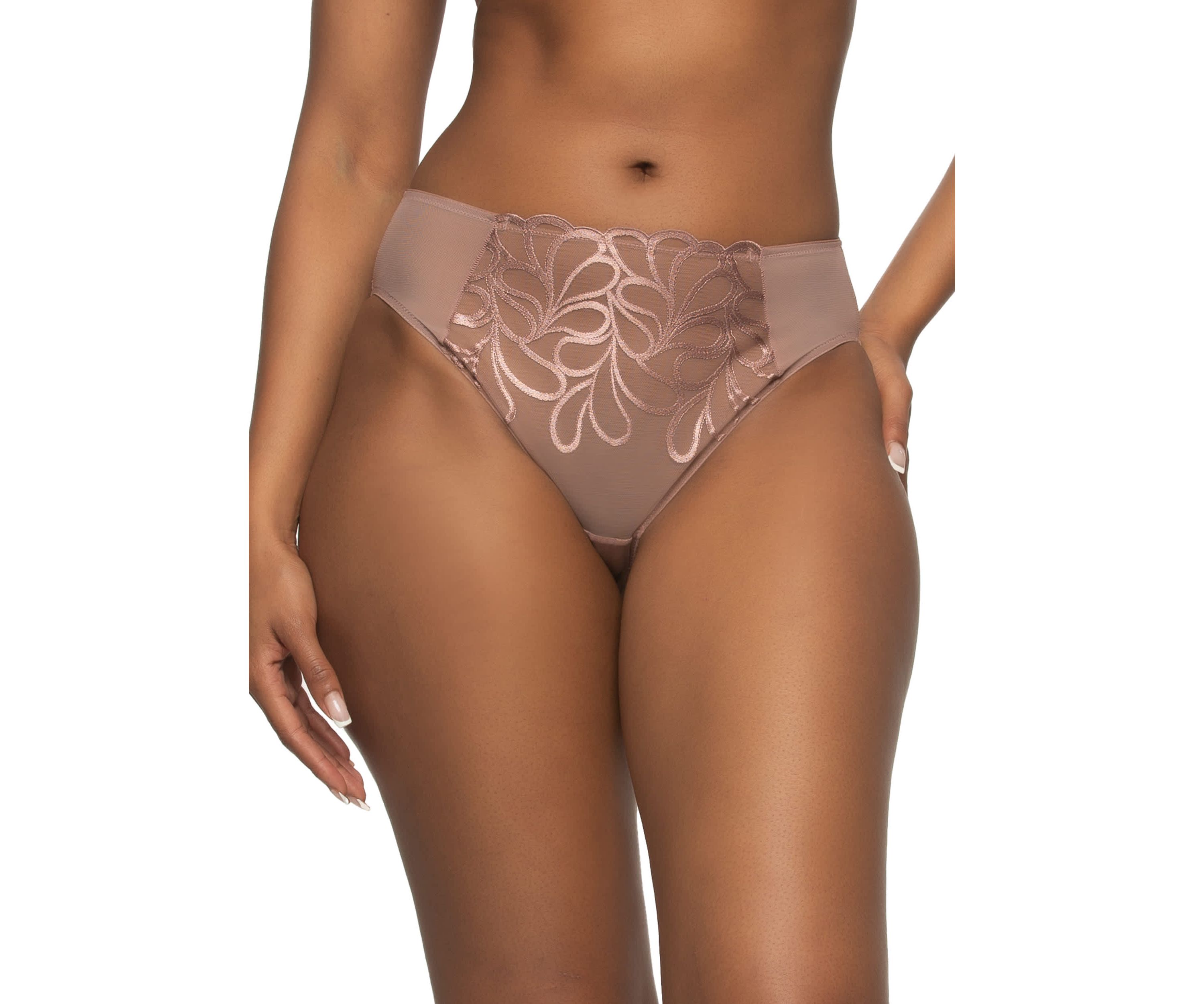 Lotus Hi Cut Embroidered Mesh Brief