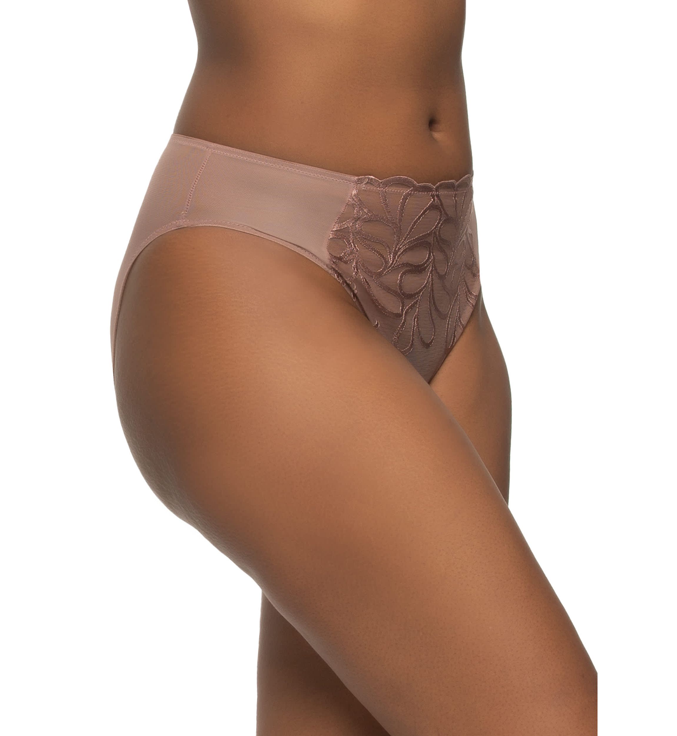 Lotus Hi Cut Embroidered Mesh Brief