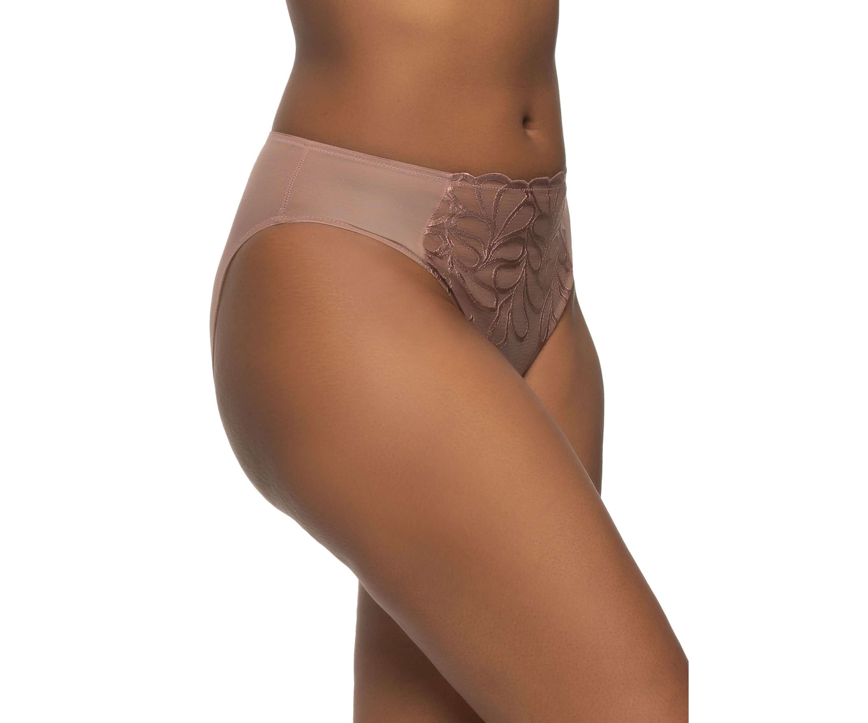 Lotus Hi Cut Embroidered Mesh Brief