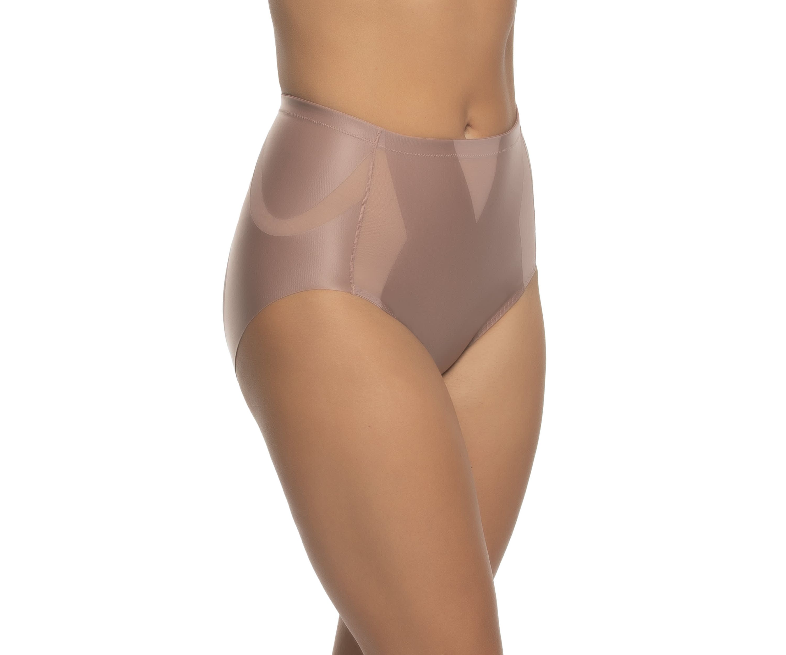 Uplifted Satin and Mesh Body Mapped At-Waist Shaper Brief