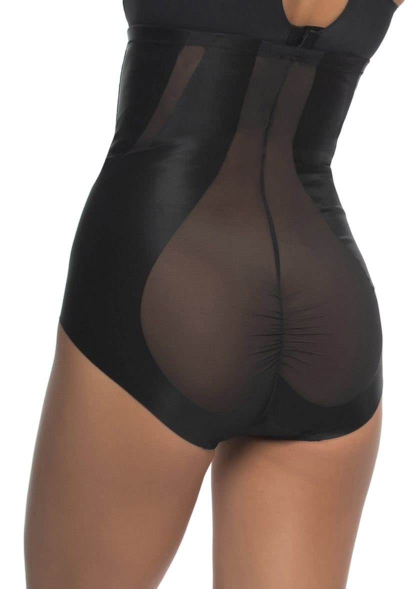 Uplifted Satin & Mesh Body Mapped High-Waist Shaper Brief