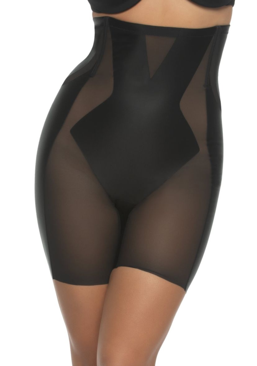 Uplifted Satin and Mesh Body Mapped Hi-Waist Shaper Short