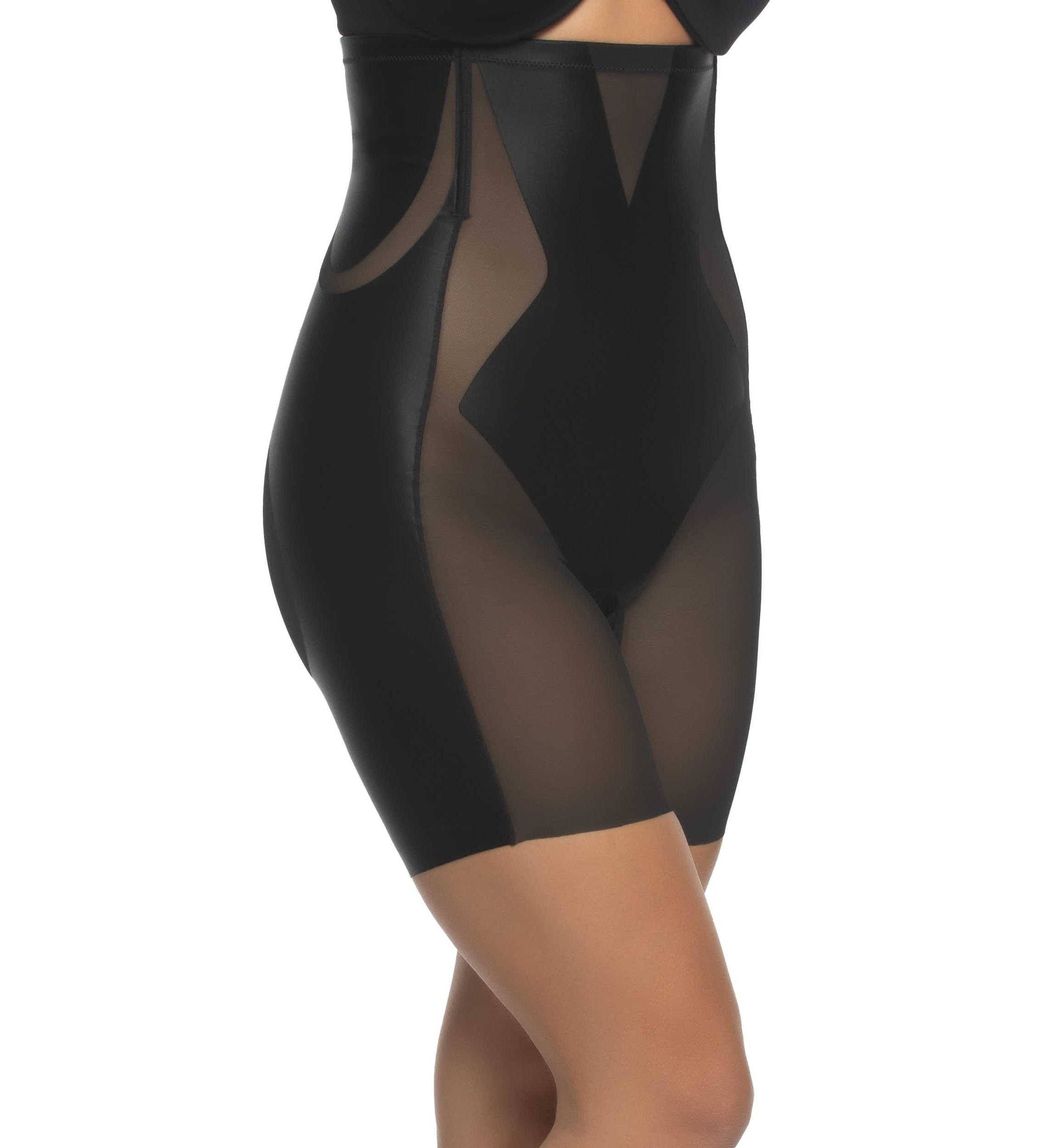 Uplifted Satin and Mesh Body Mapped Hi-Waist Shaper Short