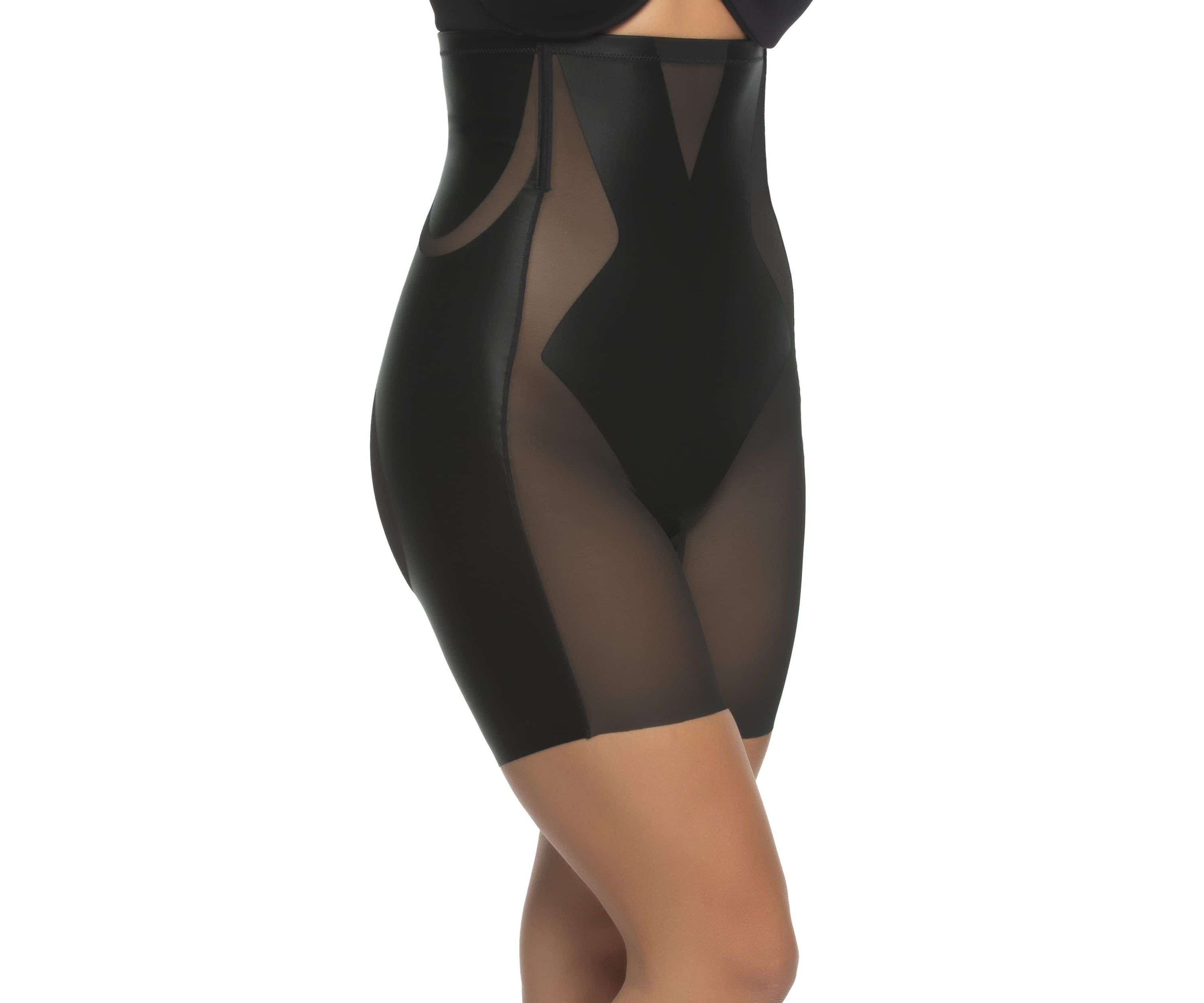 Uplifted Satin and Mesh Body Mapped Hi-Waist Shaper Short