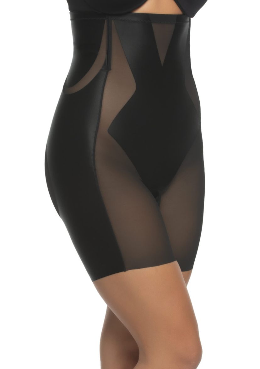 Uplifted Satin and Mesh Body Mapped Hi-Waist Shaper Short