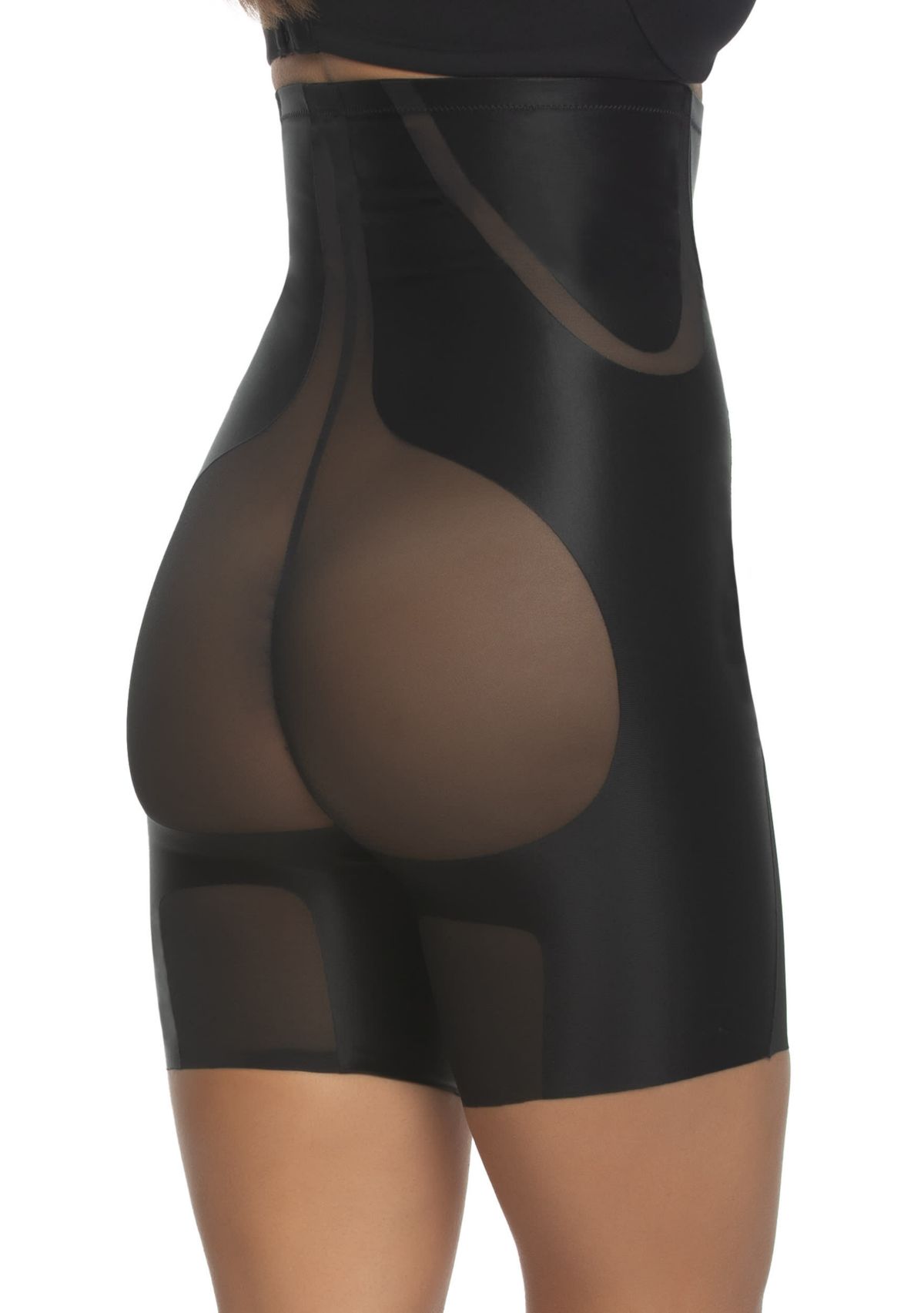 Uplifted Satin and Mesh Body Mapped Hi-Waist Shaper Short
