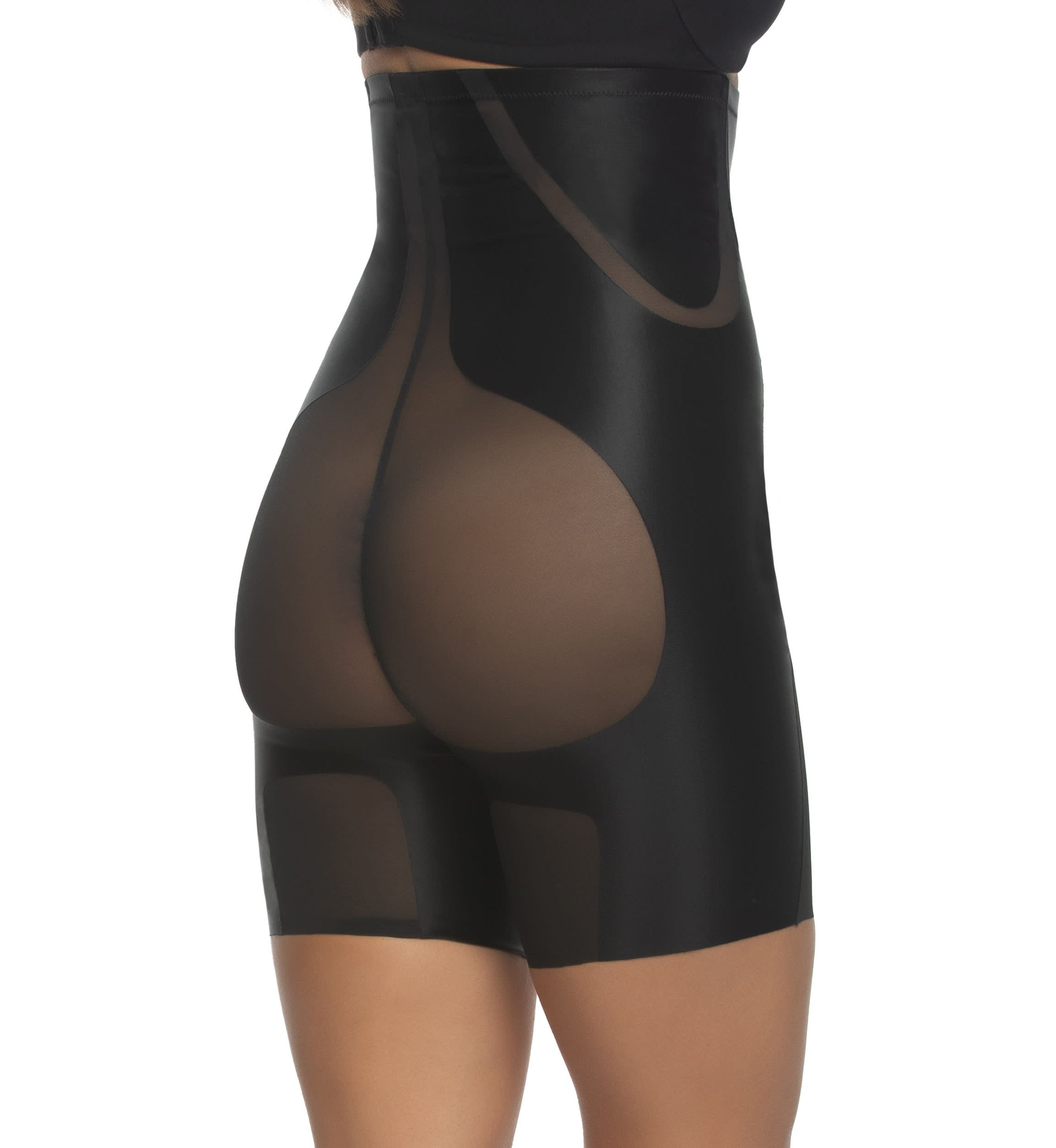 Uplifted Satin and Mesh Body Mapped Hi-Waist Shaper Short