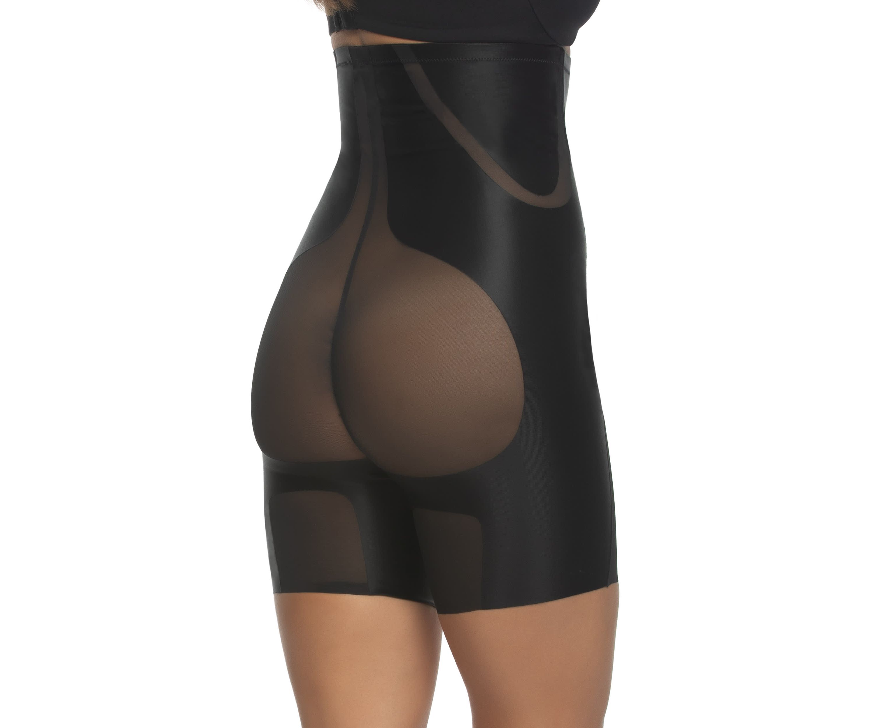 Uplifted Satin and Mesh Body Mapped Hi-Waist Shaper Short