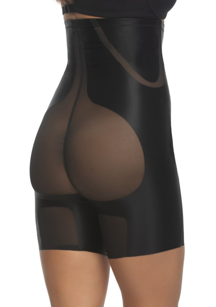 Uplifted Satin and Mesh Body Mapped Hi-Waist Shaper Short