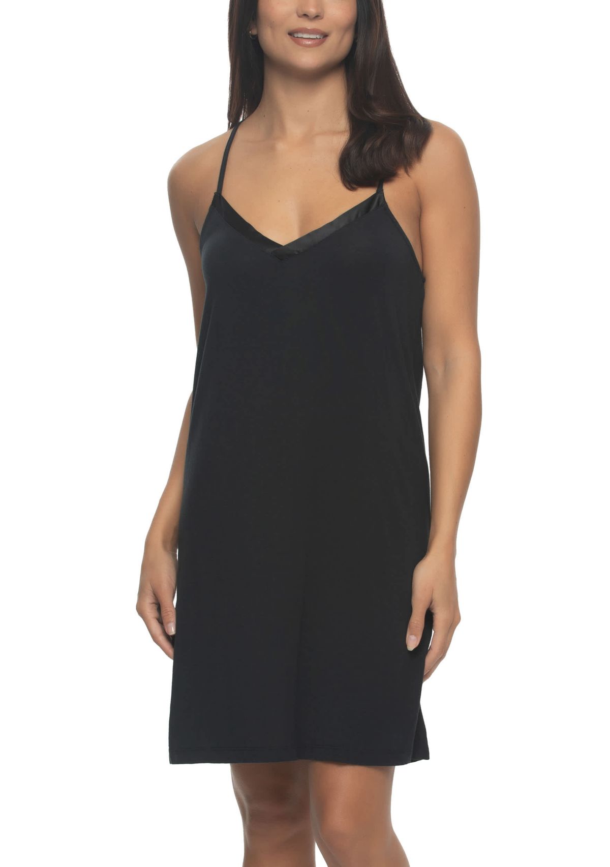 Elysees Satin and Knit Chemise Slip Dress