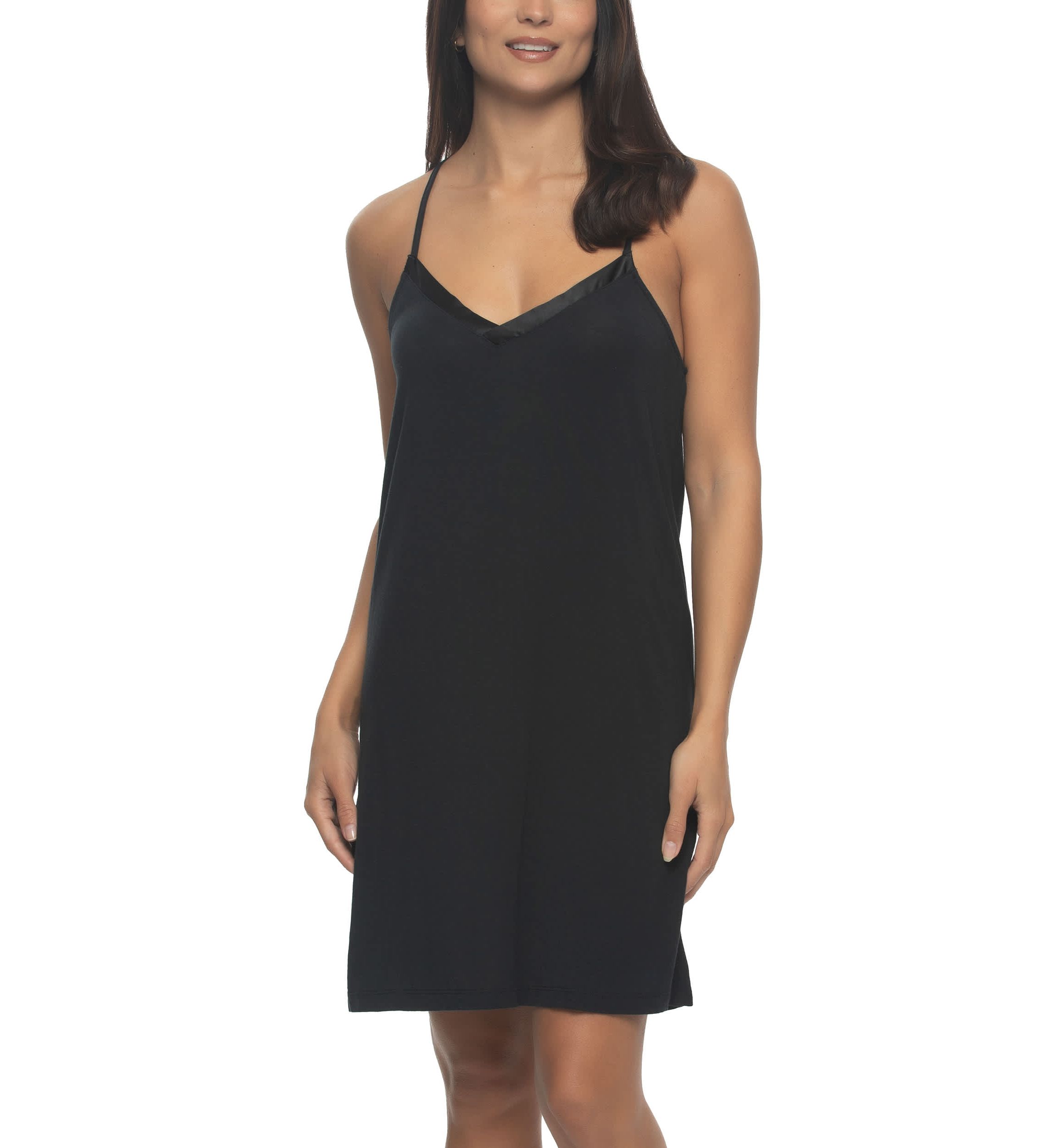 Elysees Satin and Knit Chemise Slip Dress