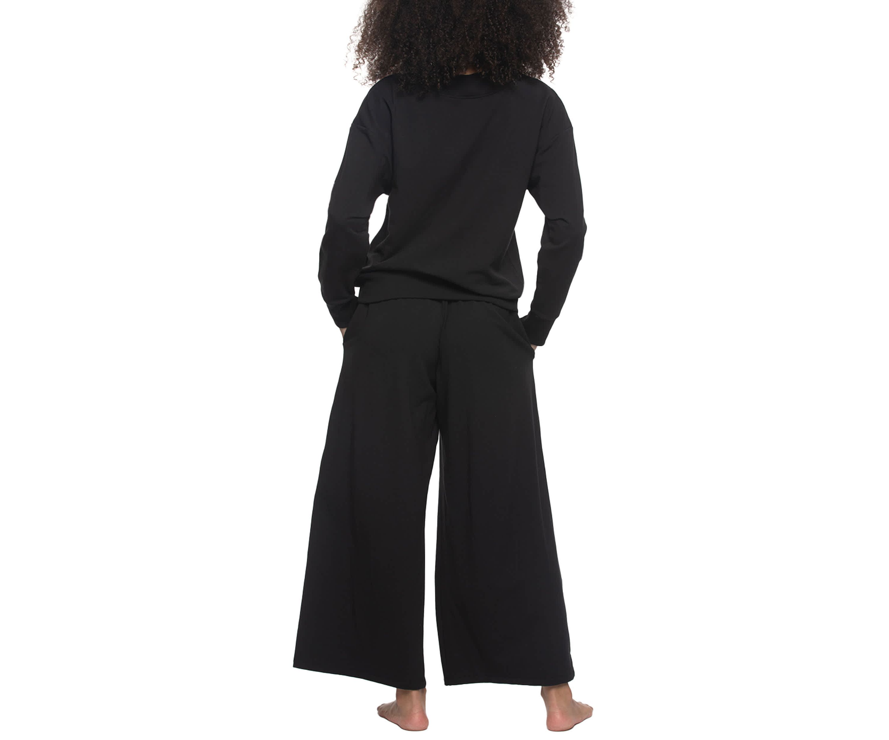 Kimora French Terry V-neck Sweatshirt w Wide Leg Pants Set