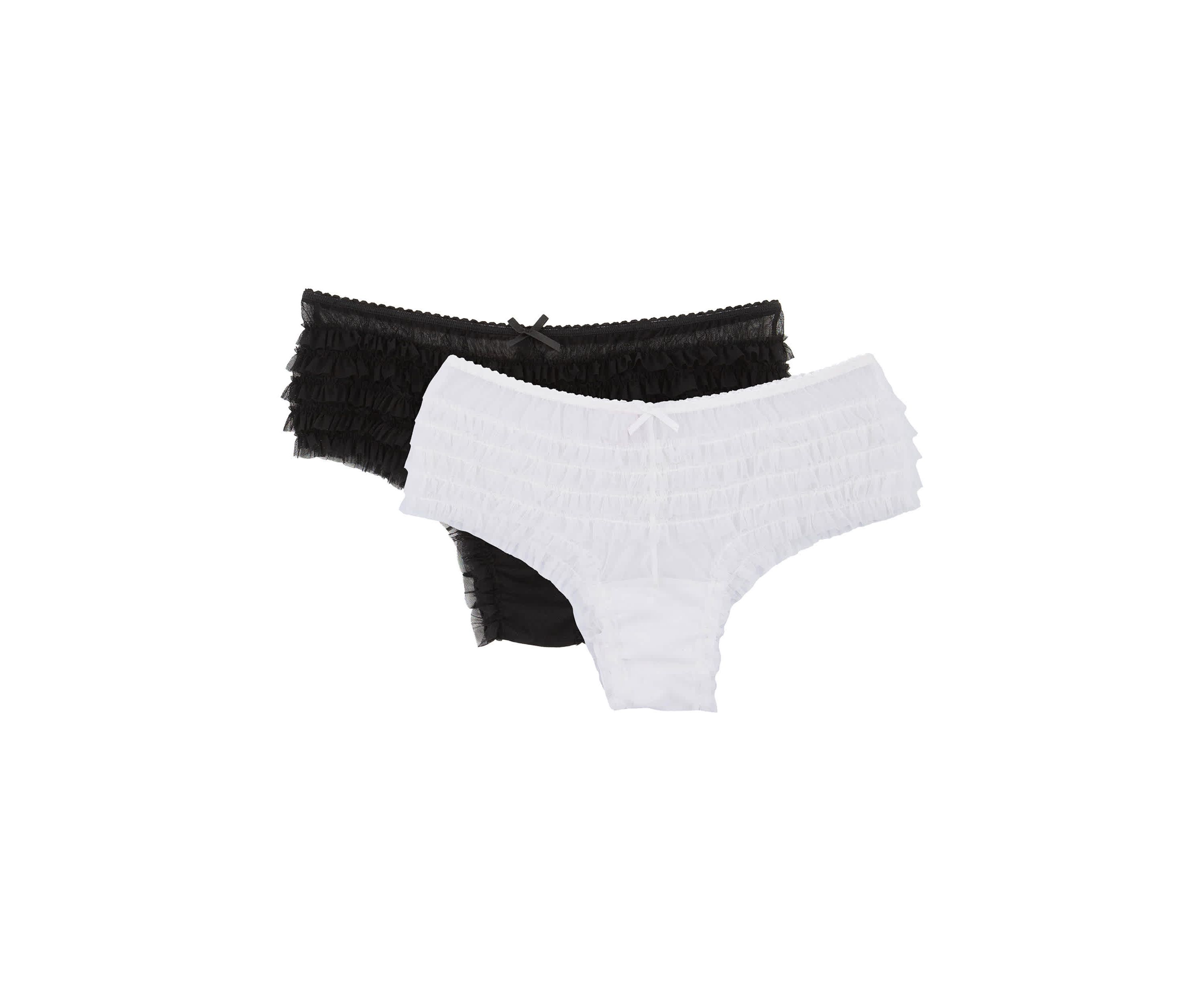 2pck Veil Mesh Ruffle Rhumba Panty Set