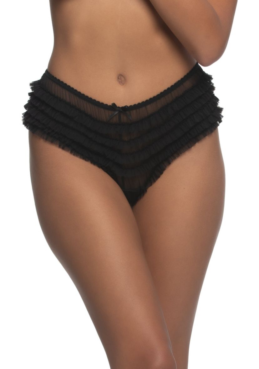 2pck Veil Mesh Ruffle Rhumba Panty Set