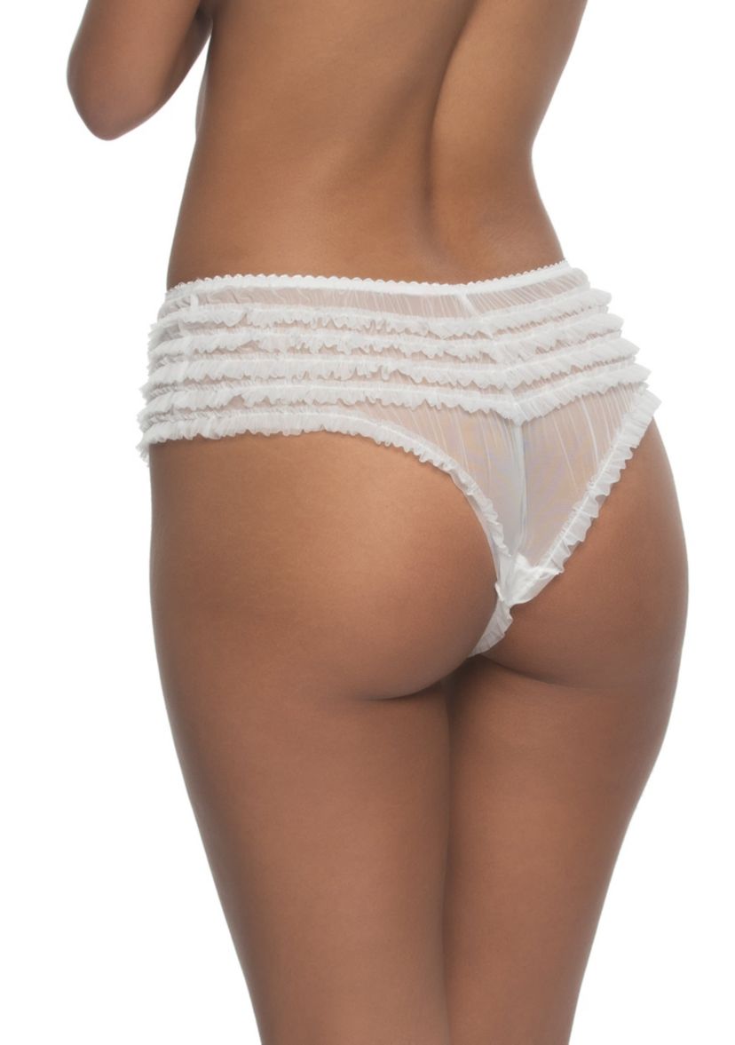 2pck Veil Mesh Ruffle Rhumba Panty Set