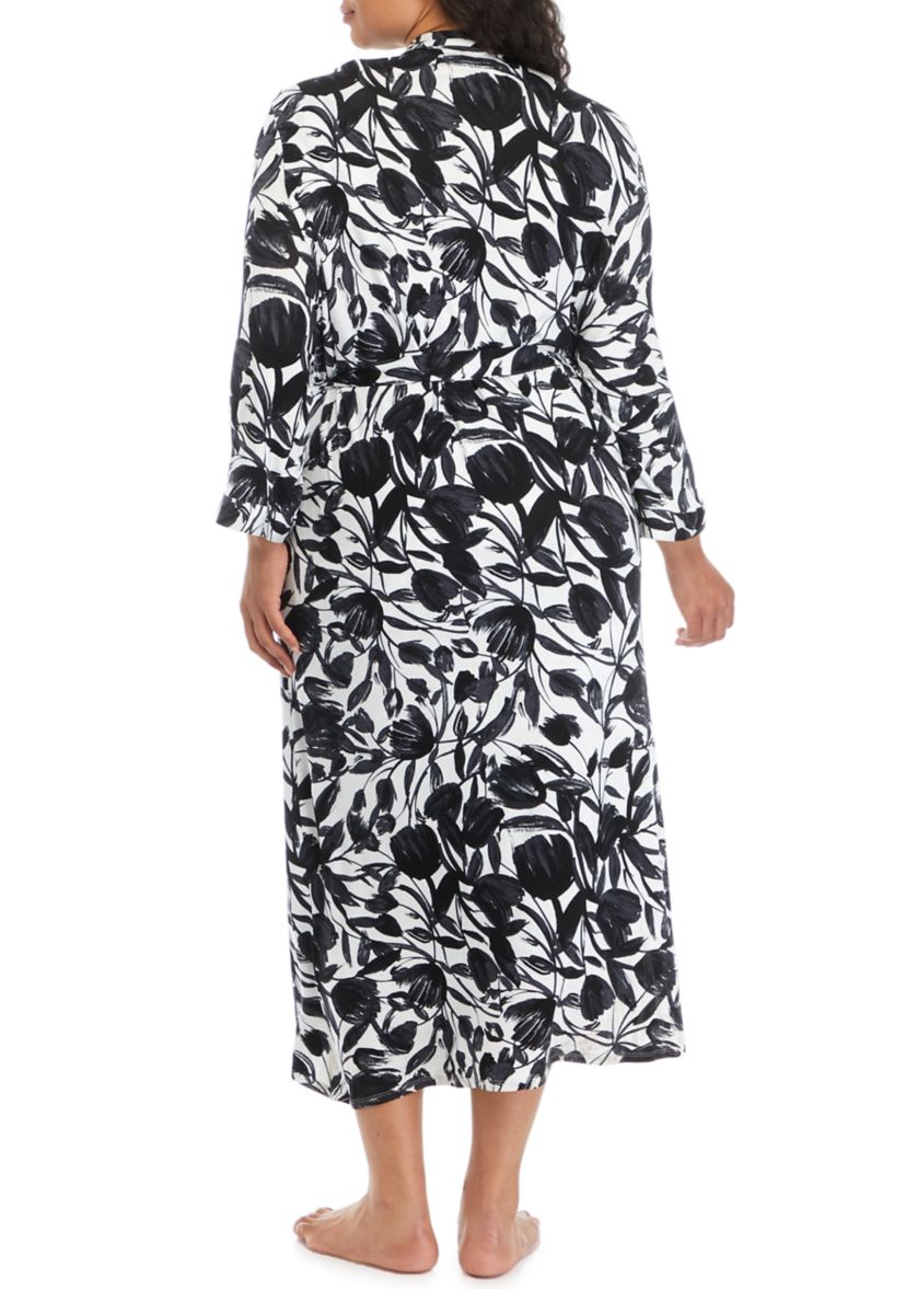 Plus Size Long Wrap Robe