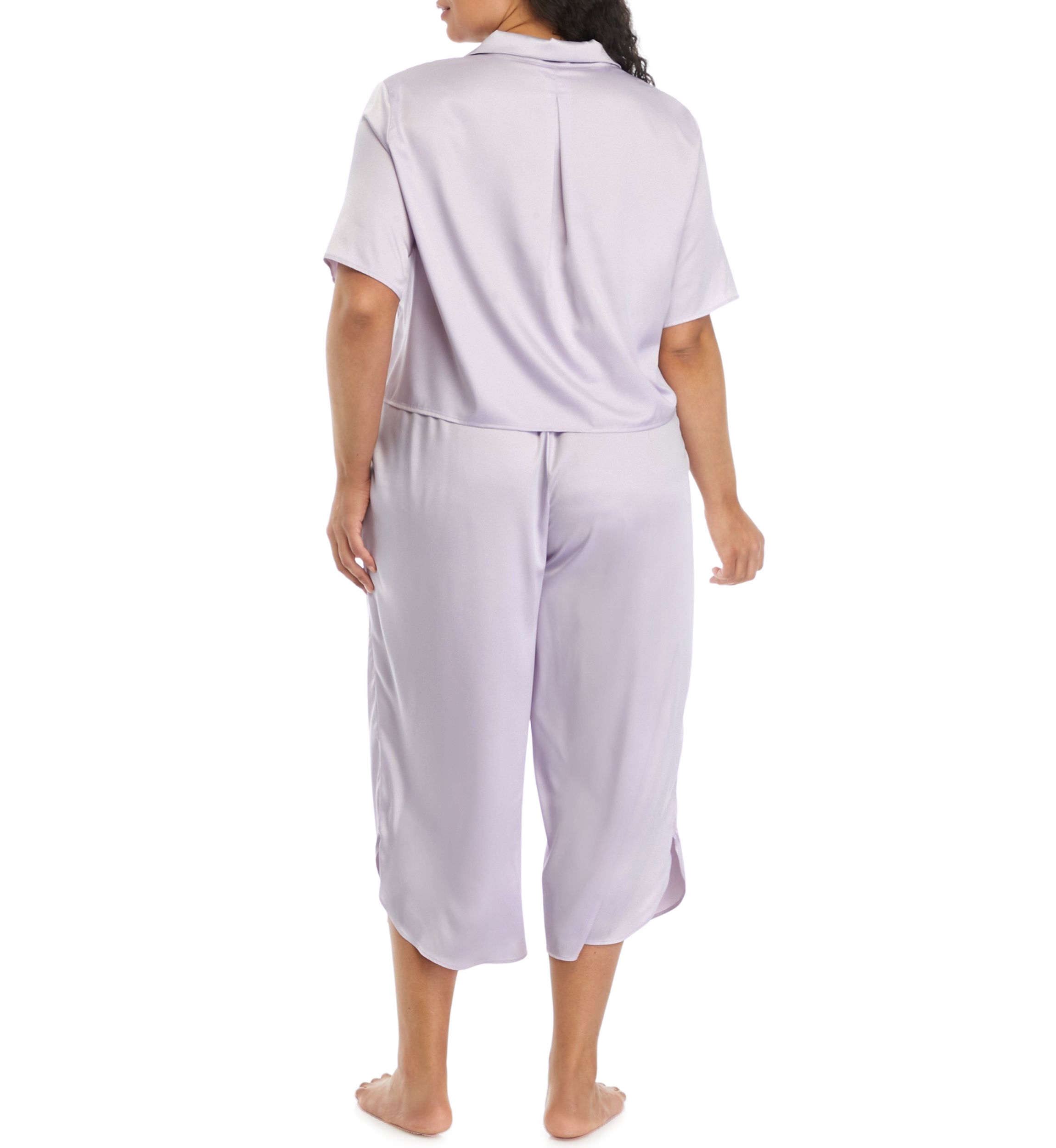 Plus Size Satin Boxy Button Down Pajama Set