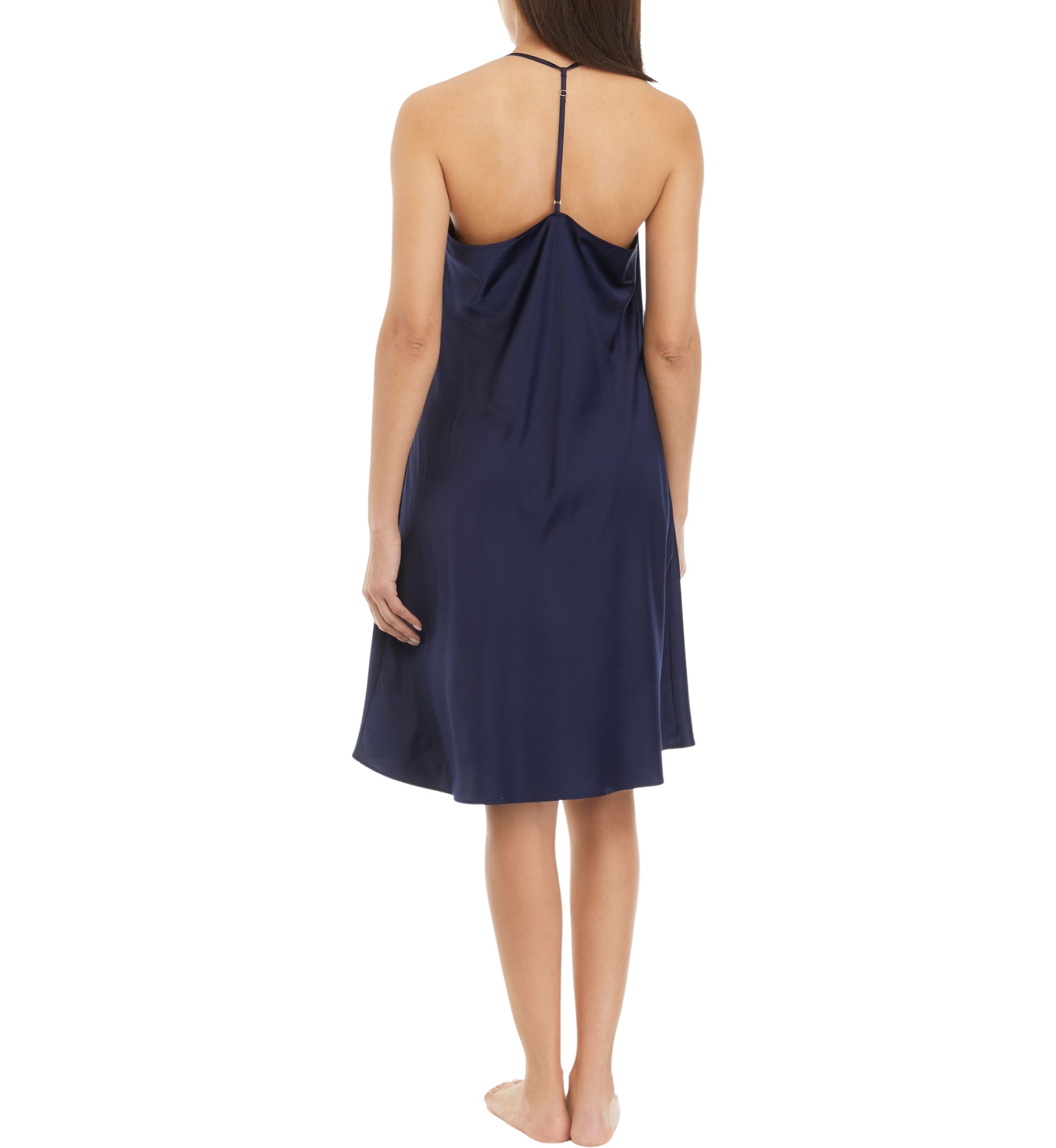 Womens Sleeveless Satin Midi Chemise