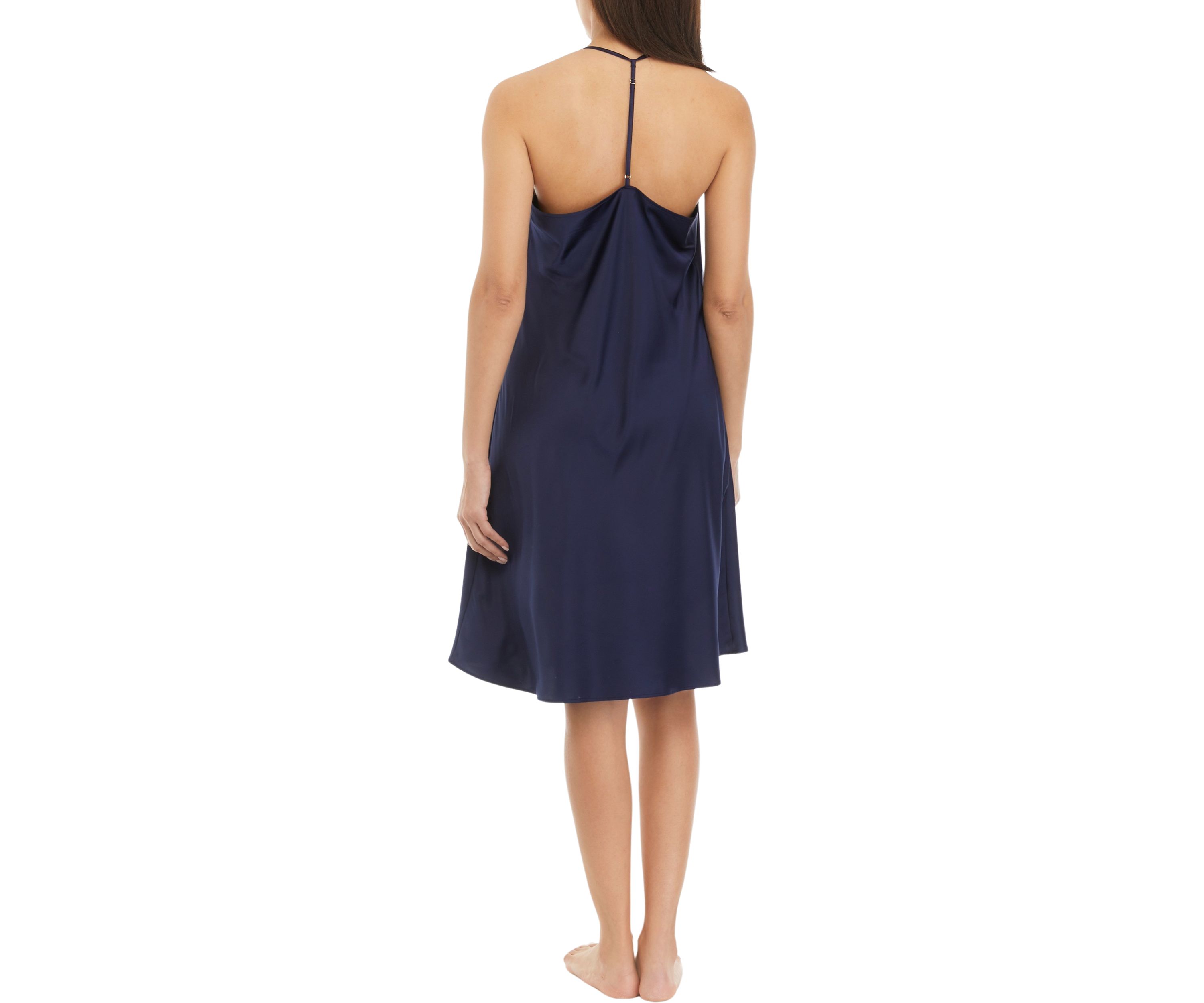 Womens Sleeveless Satin Midi Chemise
