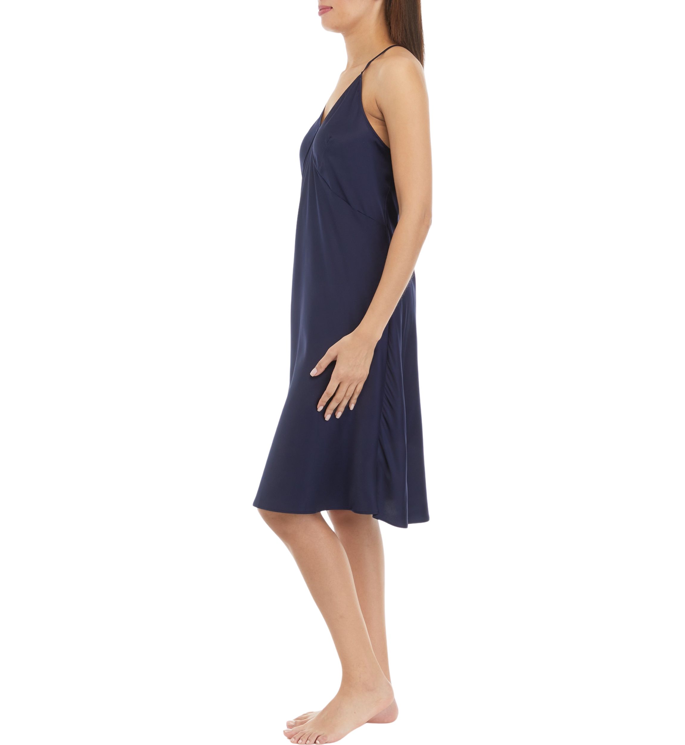 Womens Sleeveless Satin Midi Chemise