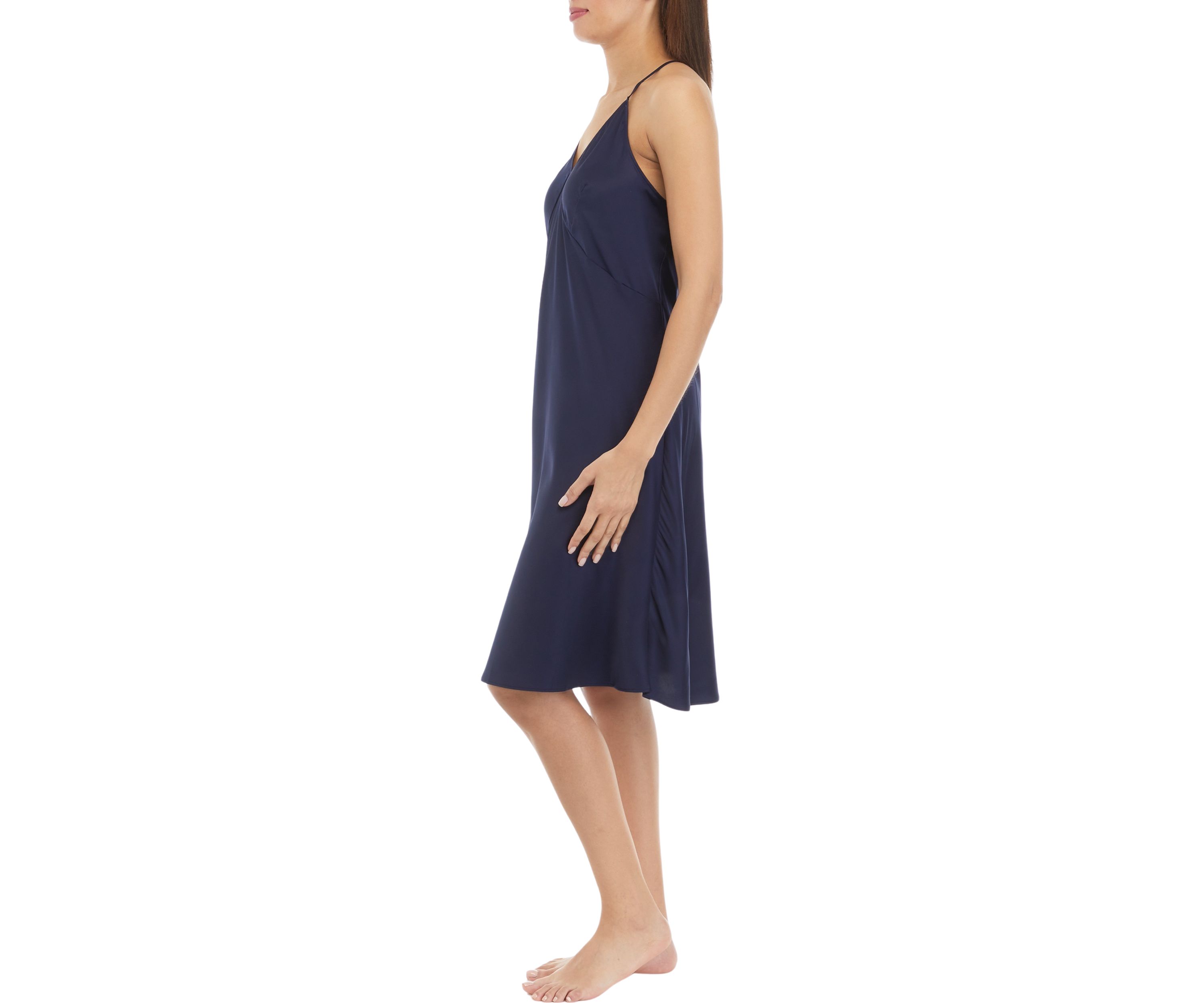 Womens Sleeveless Satin Midi Chemise