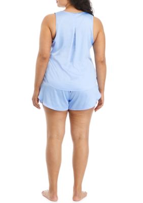 Plus Satin Tank Top and Tulip Shorts Pajama Set