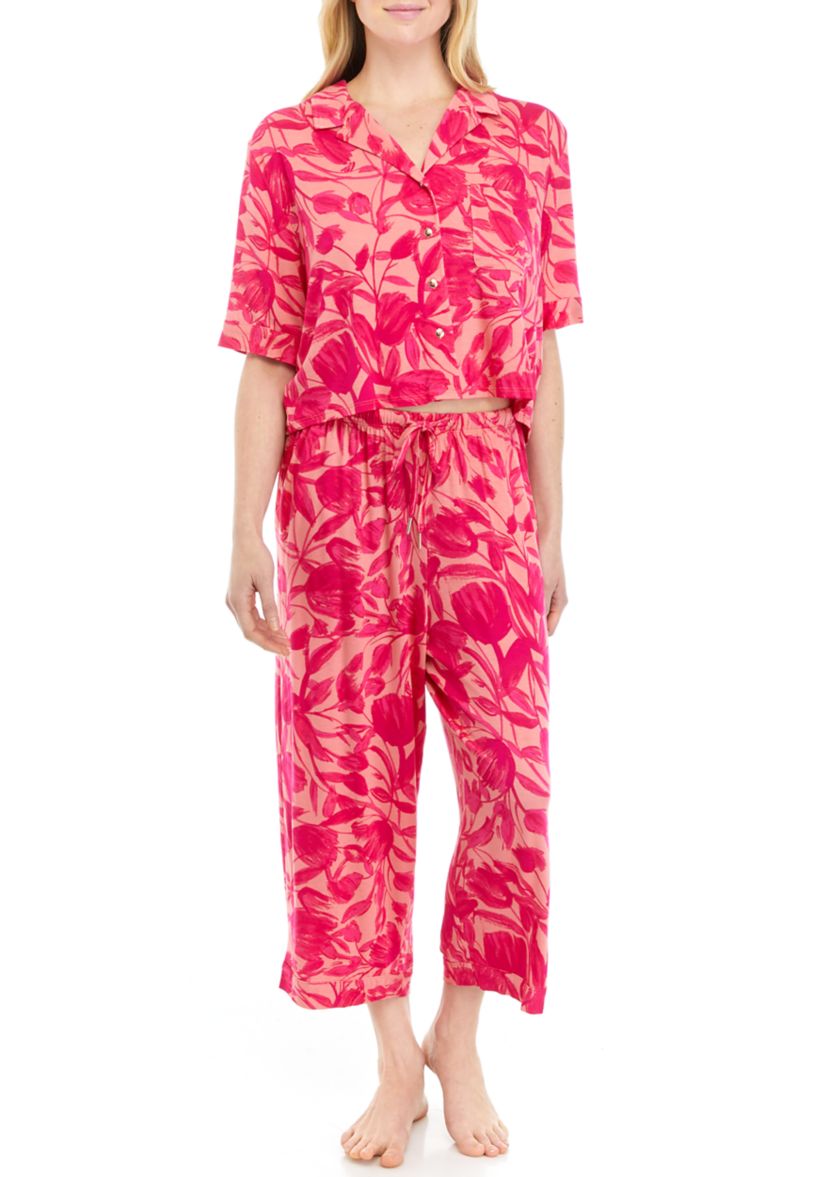 Modern Button Down Top and Pajama Pants Set