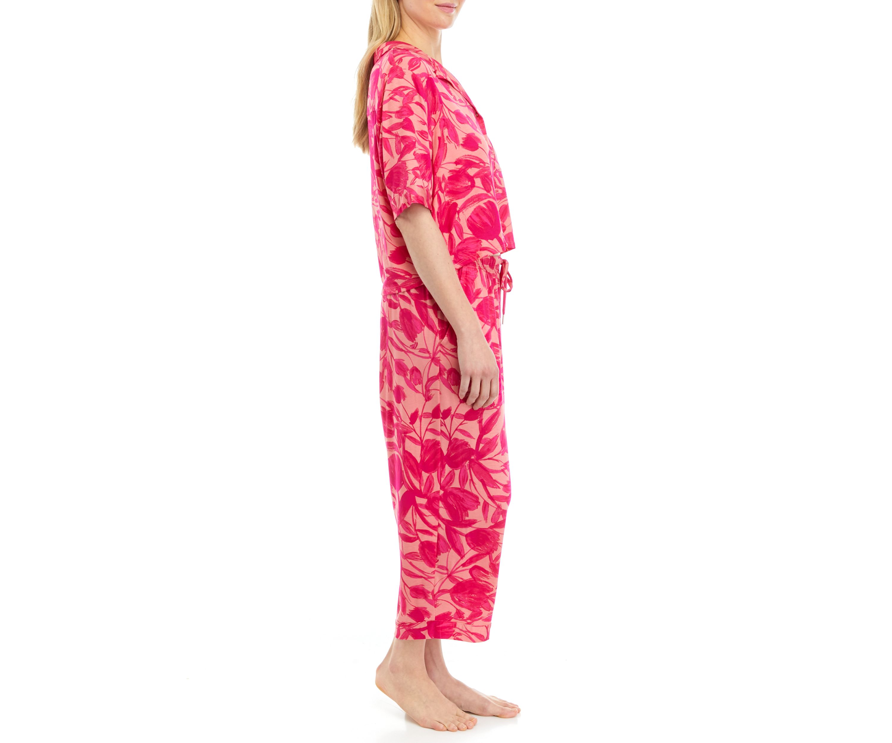 Modern Button Down Top and Pajama Pants Set