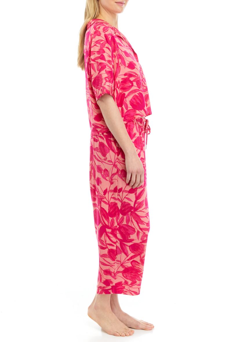 Modern Button Down Top and Pajama Pants Set