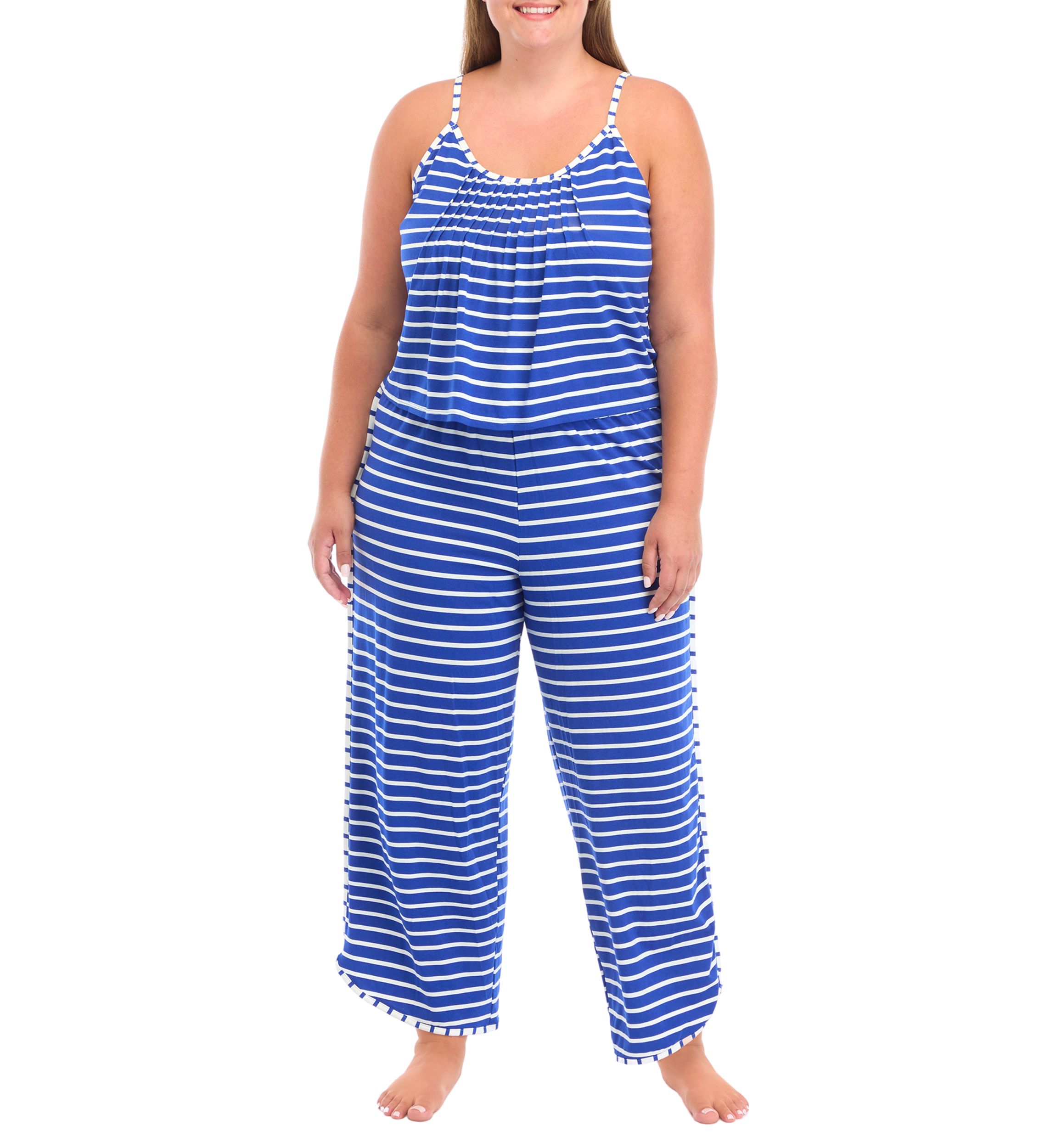 Plus Size Pleated Tank Top and Pants Sleep Set