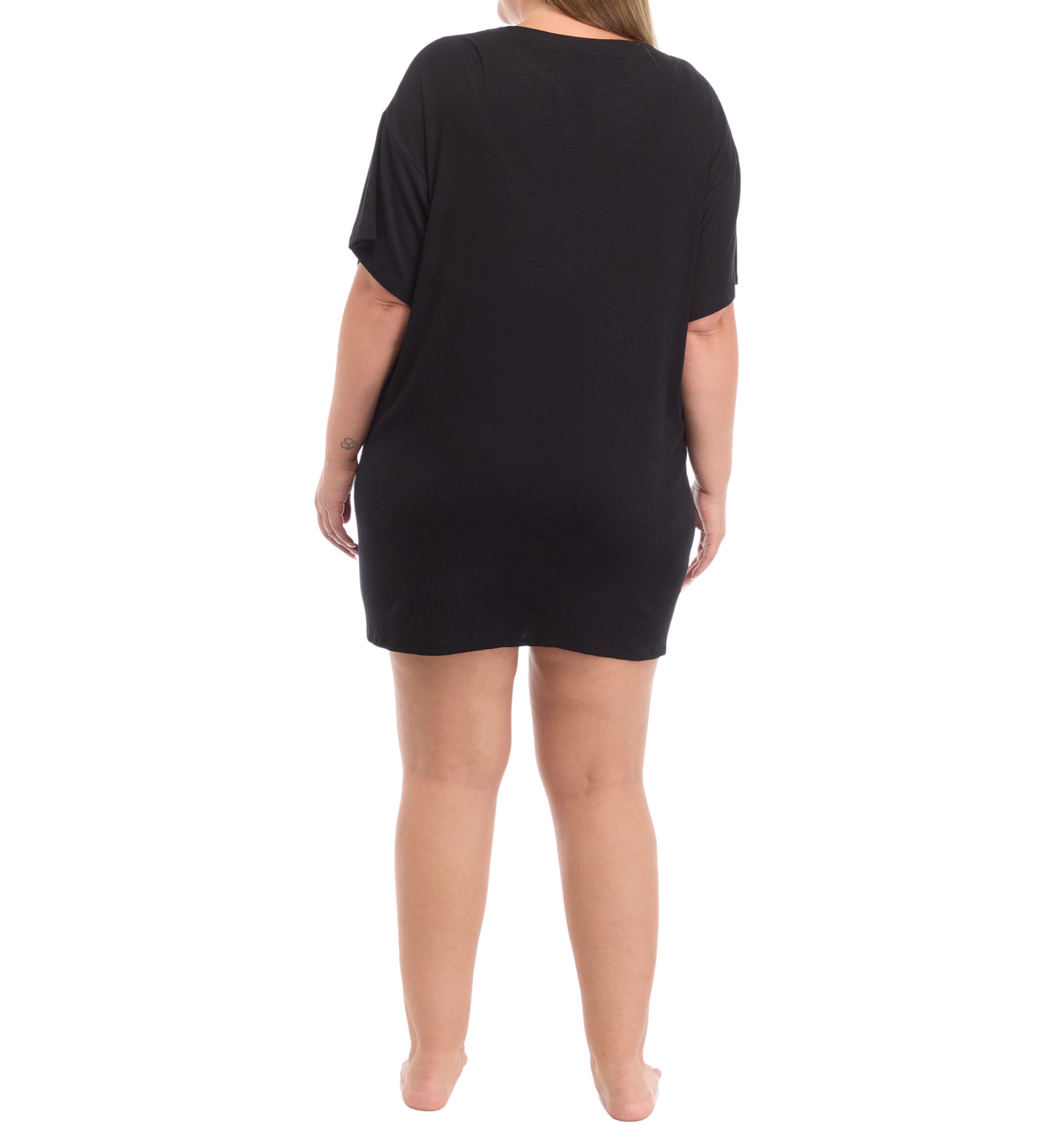 Short Sleeve Rib Knit Sleep Shirt