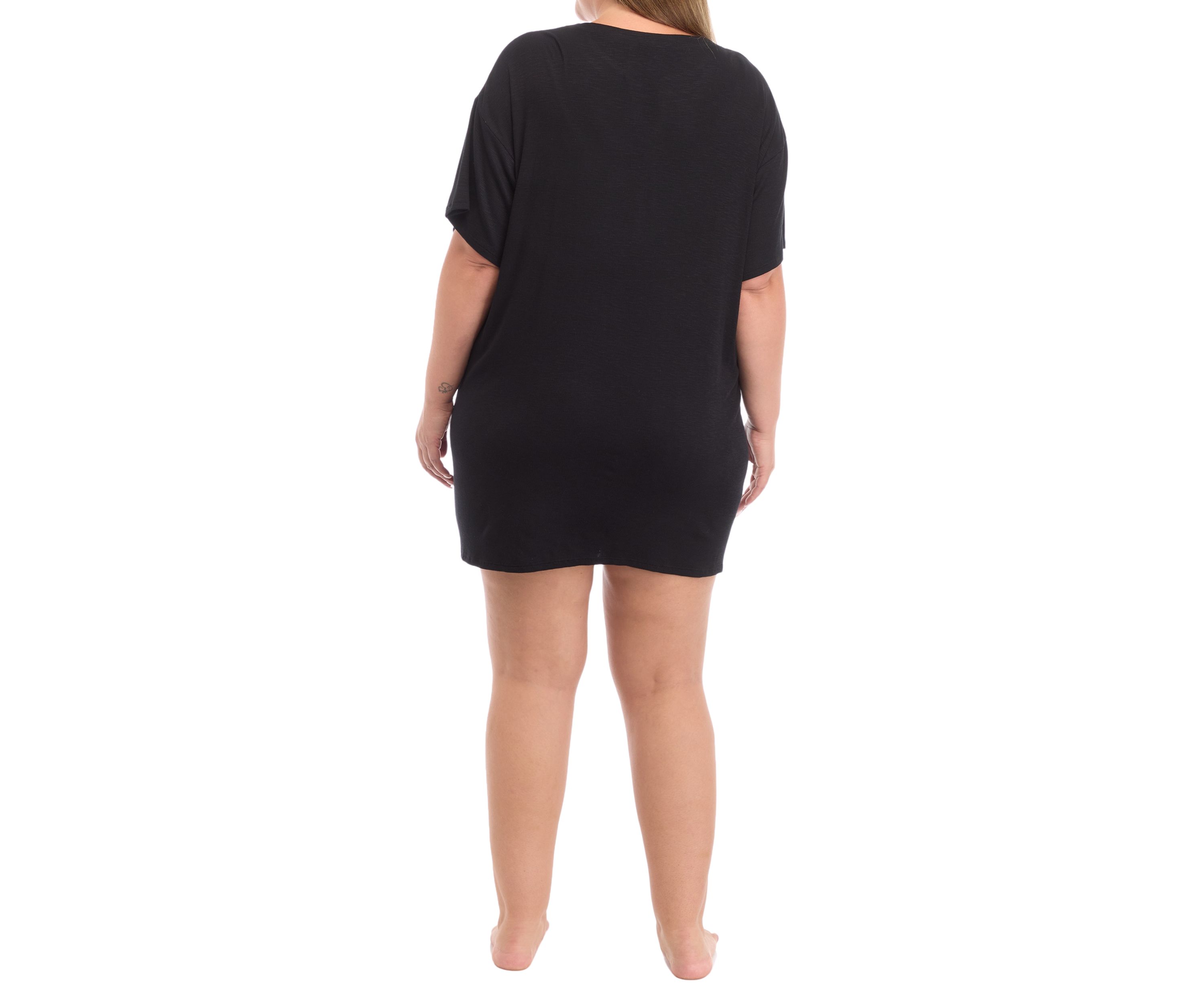 Short Sleeve Rib Knit Sleep Shirt