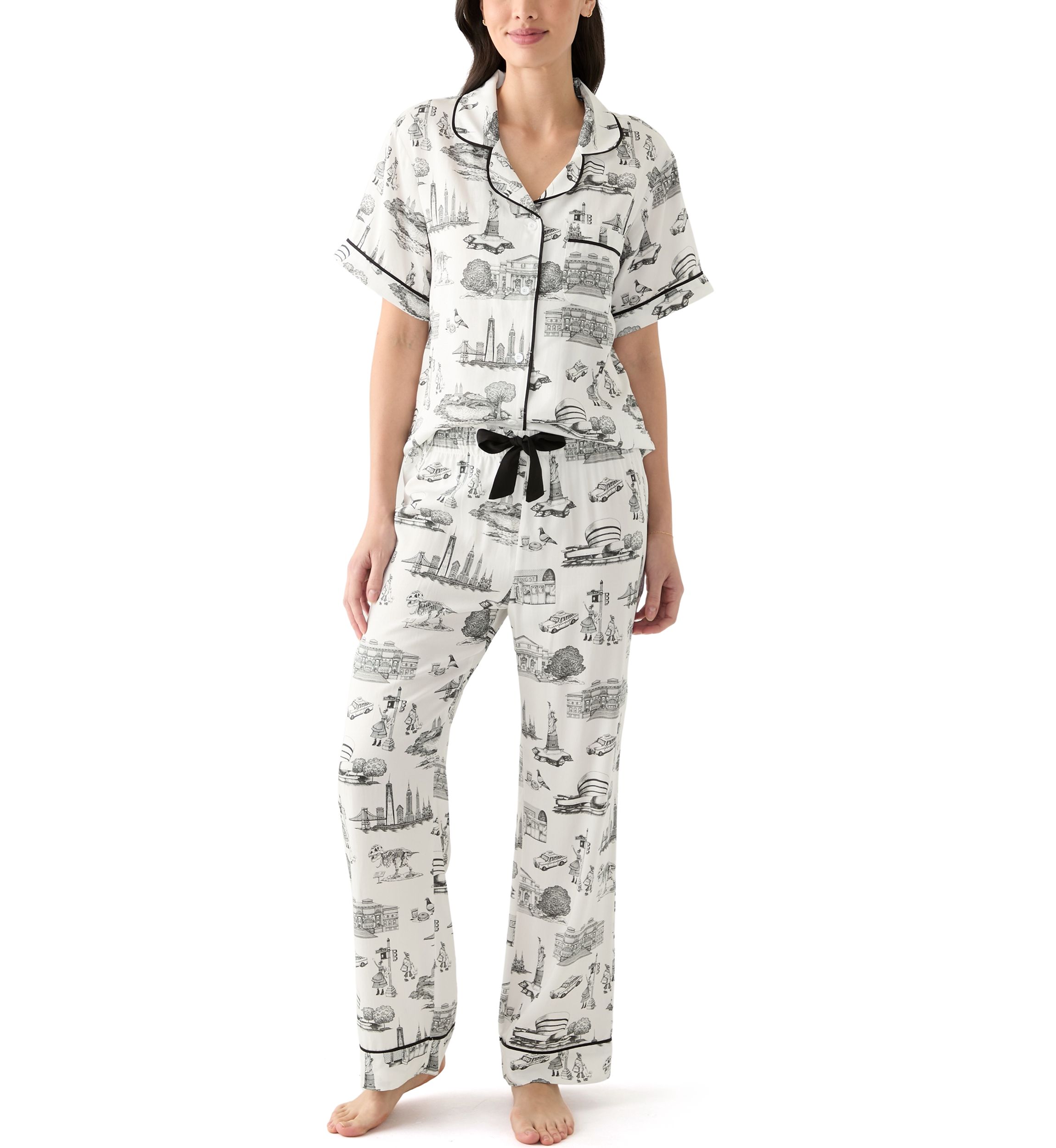 Womens 2 Piece New York Toile Pajama Set