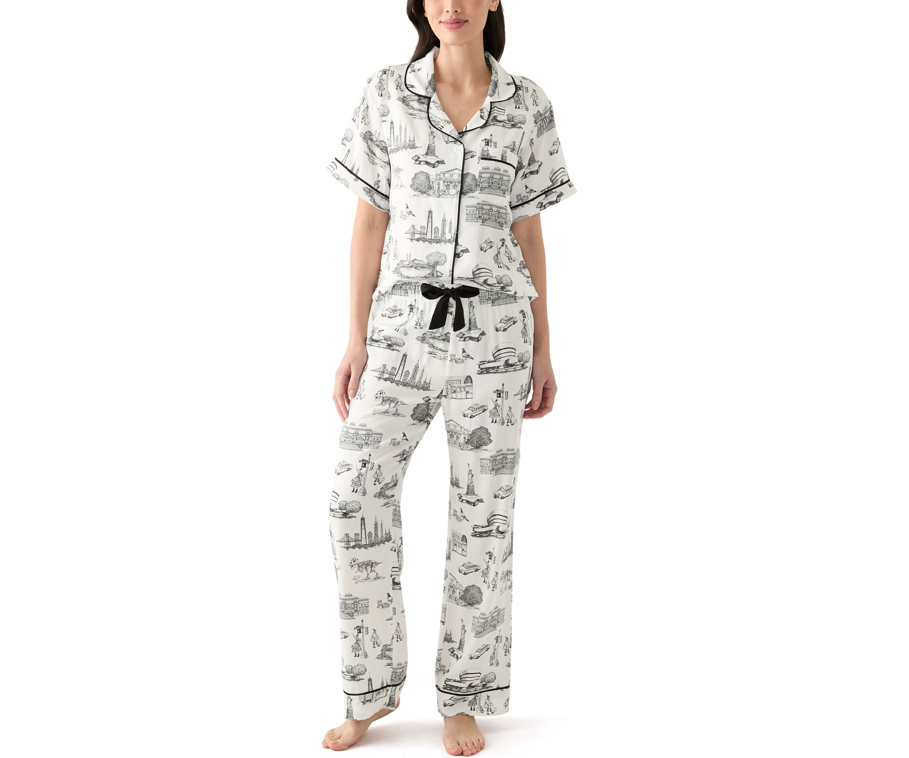 Womens 2 Piece New York Toile Pajama Set