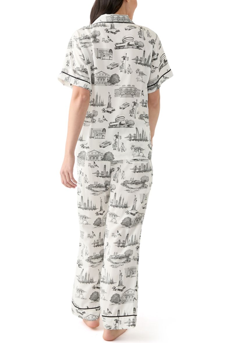 Womens 2 Piece New York Toile Pajama Set