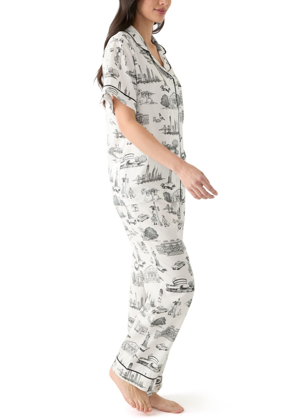 Womens 2 Piece New York Toile Pajama Set